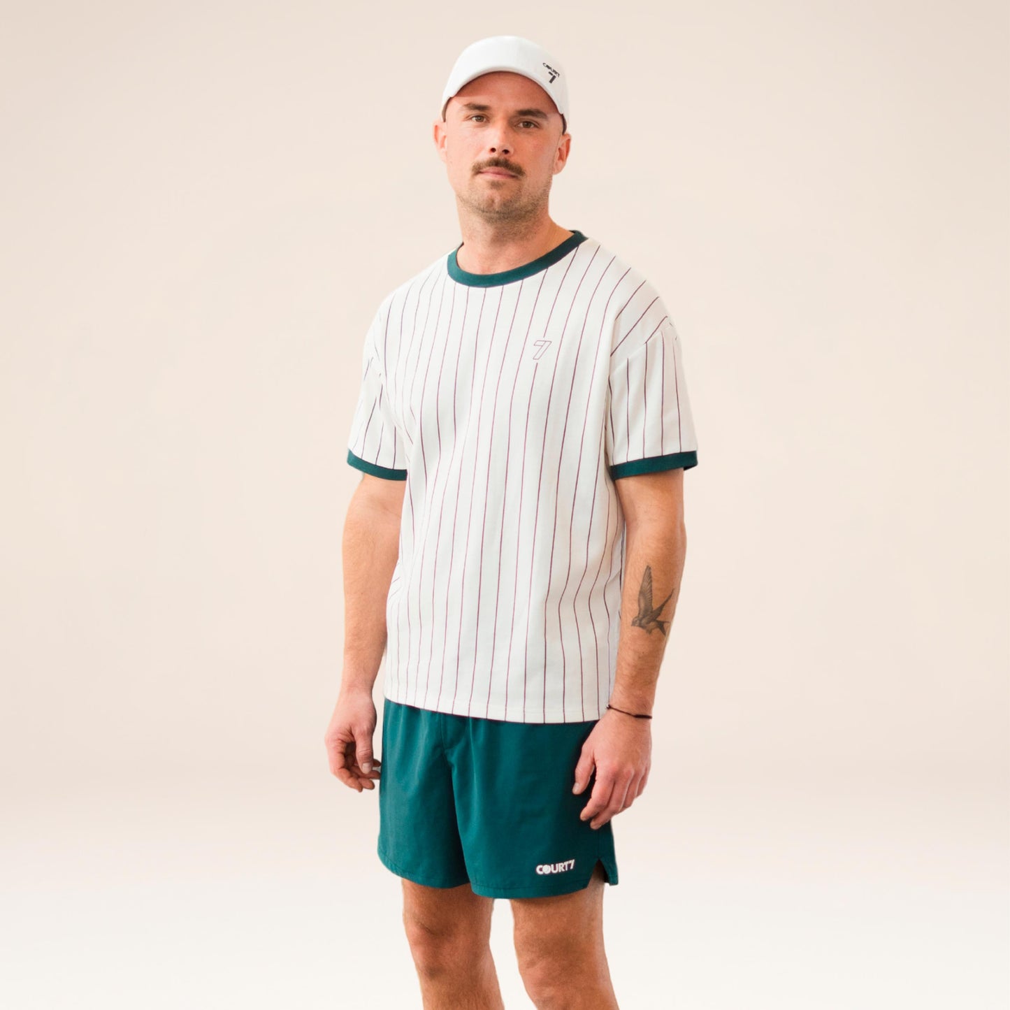 COURT7 AD-IN Stripes 2.0 T-Shirt Unisex - off white, dark green