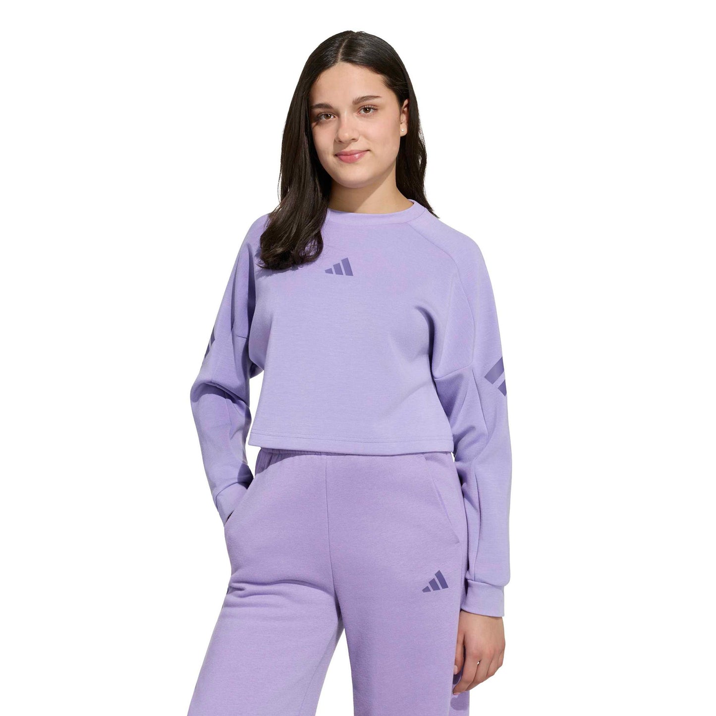 adidas 3Stripes Crew Crop Sweatshirt Kids - lilac
