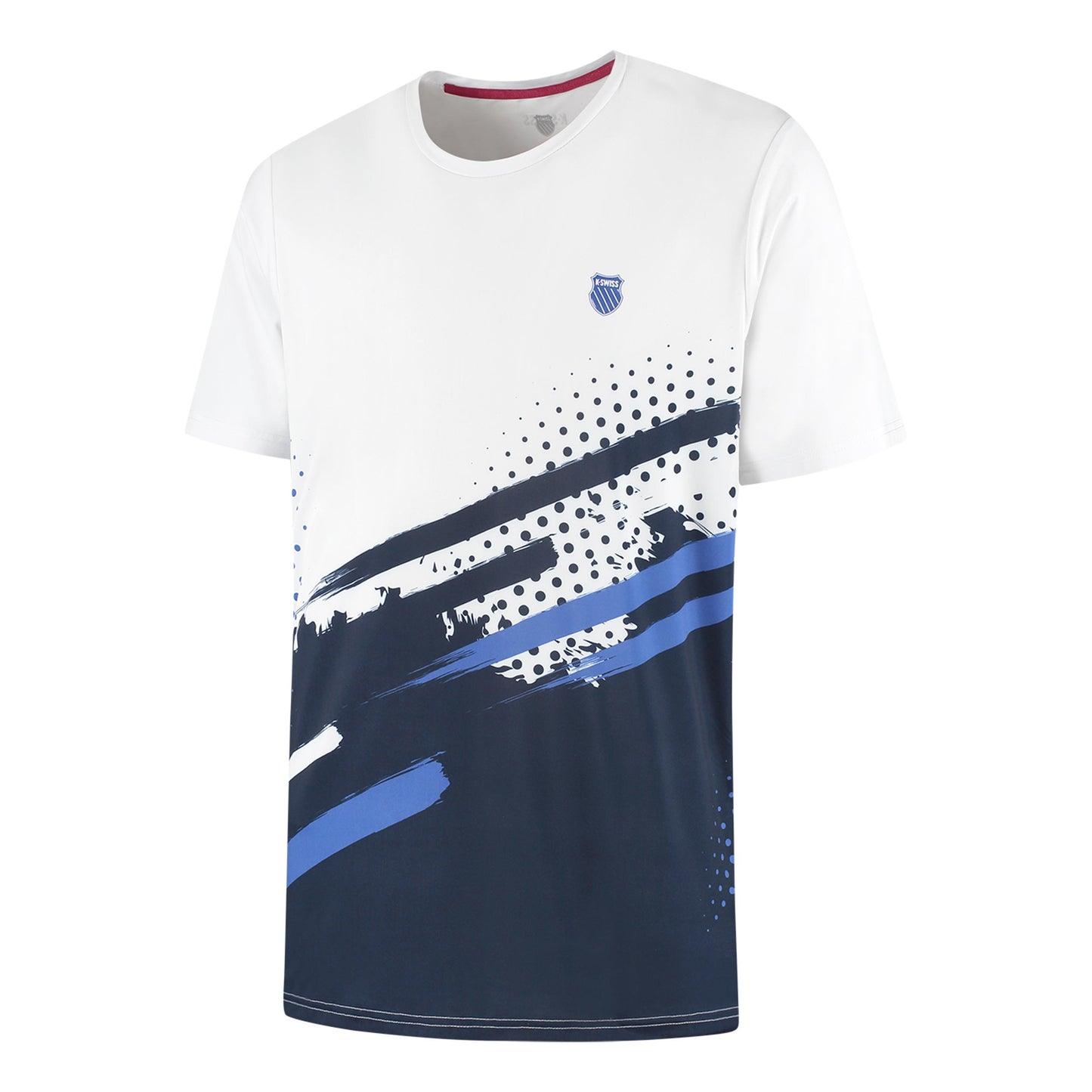 K-Swiss Hypercourt Print Crew Stripe T-Shirt Men - white, dark blue