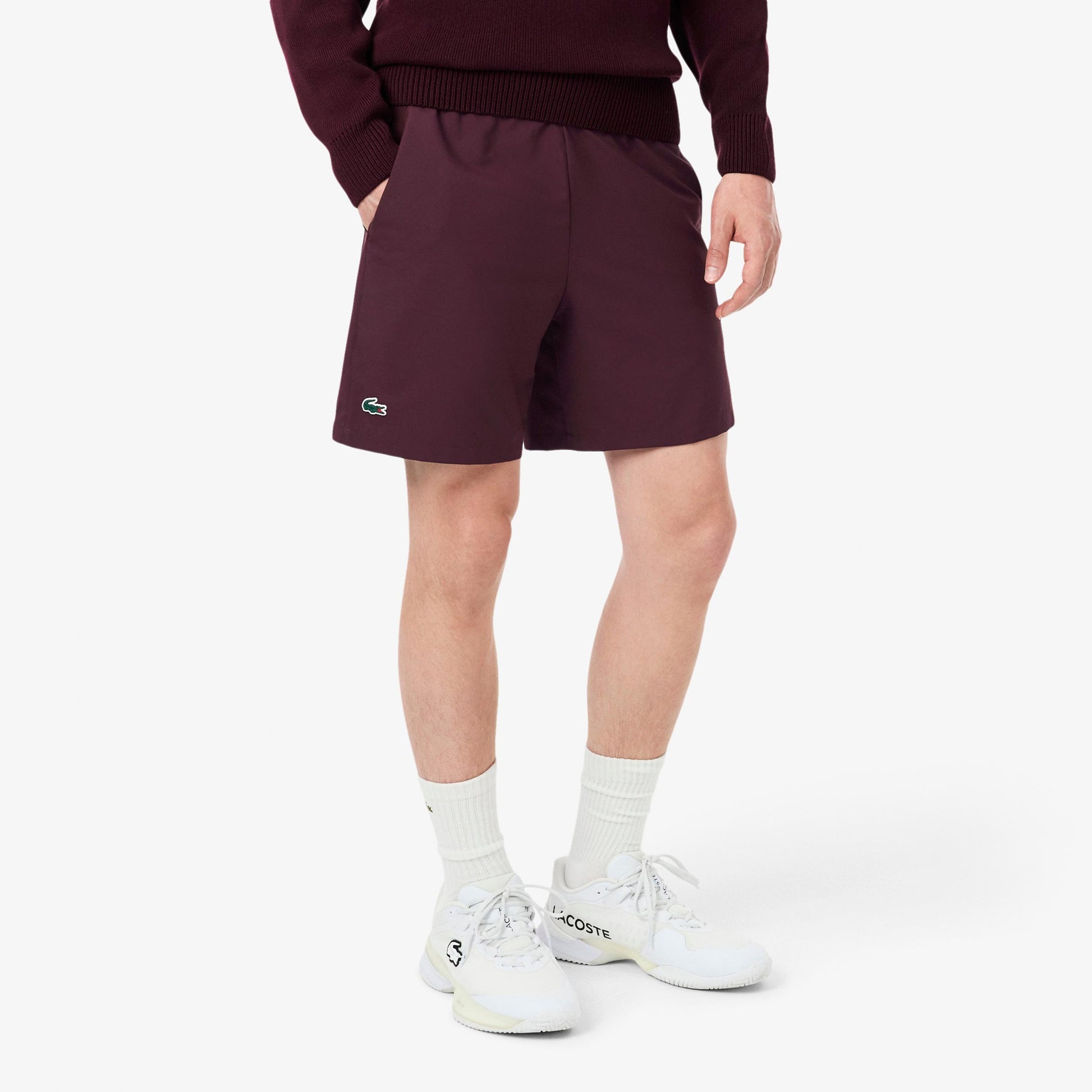 Lacoste Shorts Men - dark red, white