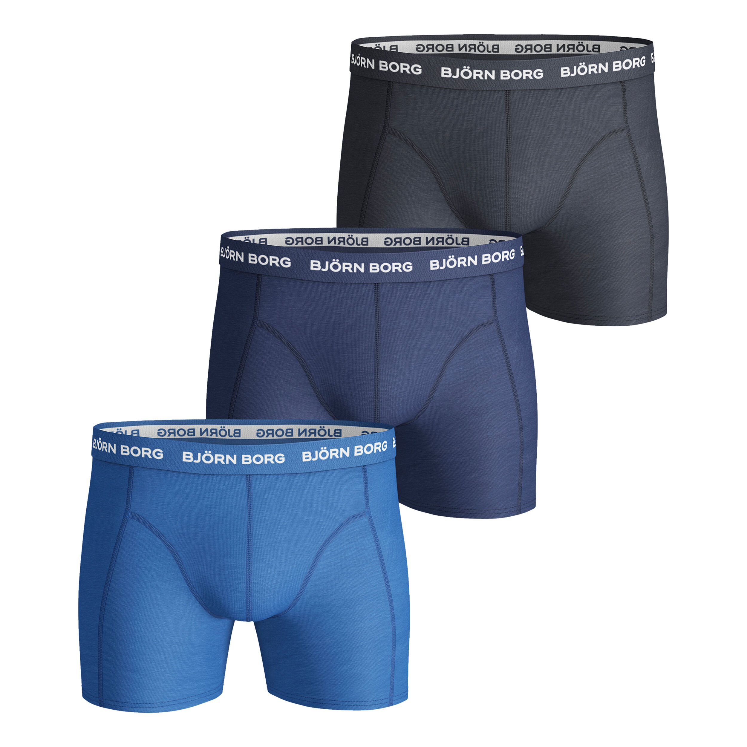 Noos Solids Boxer Shorts 3 Pack Men Blue Dark Blue