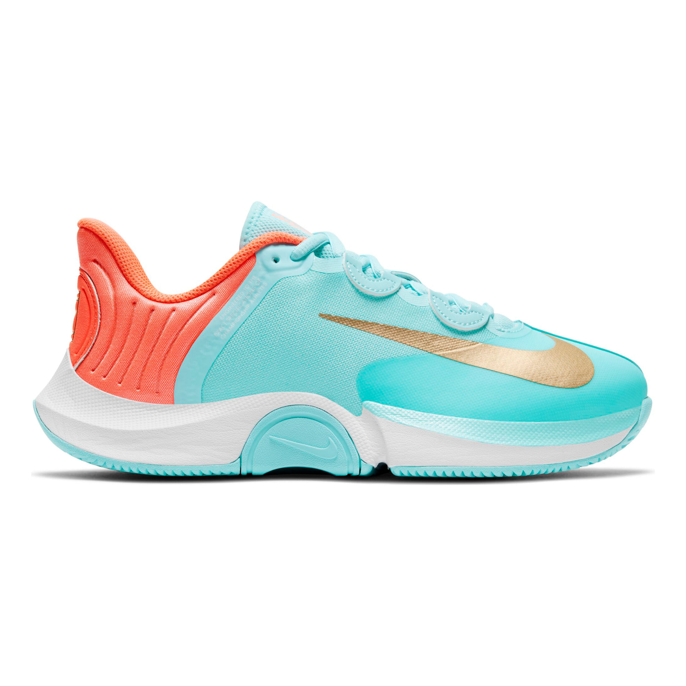 Court Air Zoom GP Turbo All Court Shoe Women Turquoise Coral