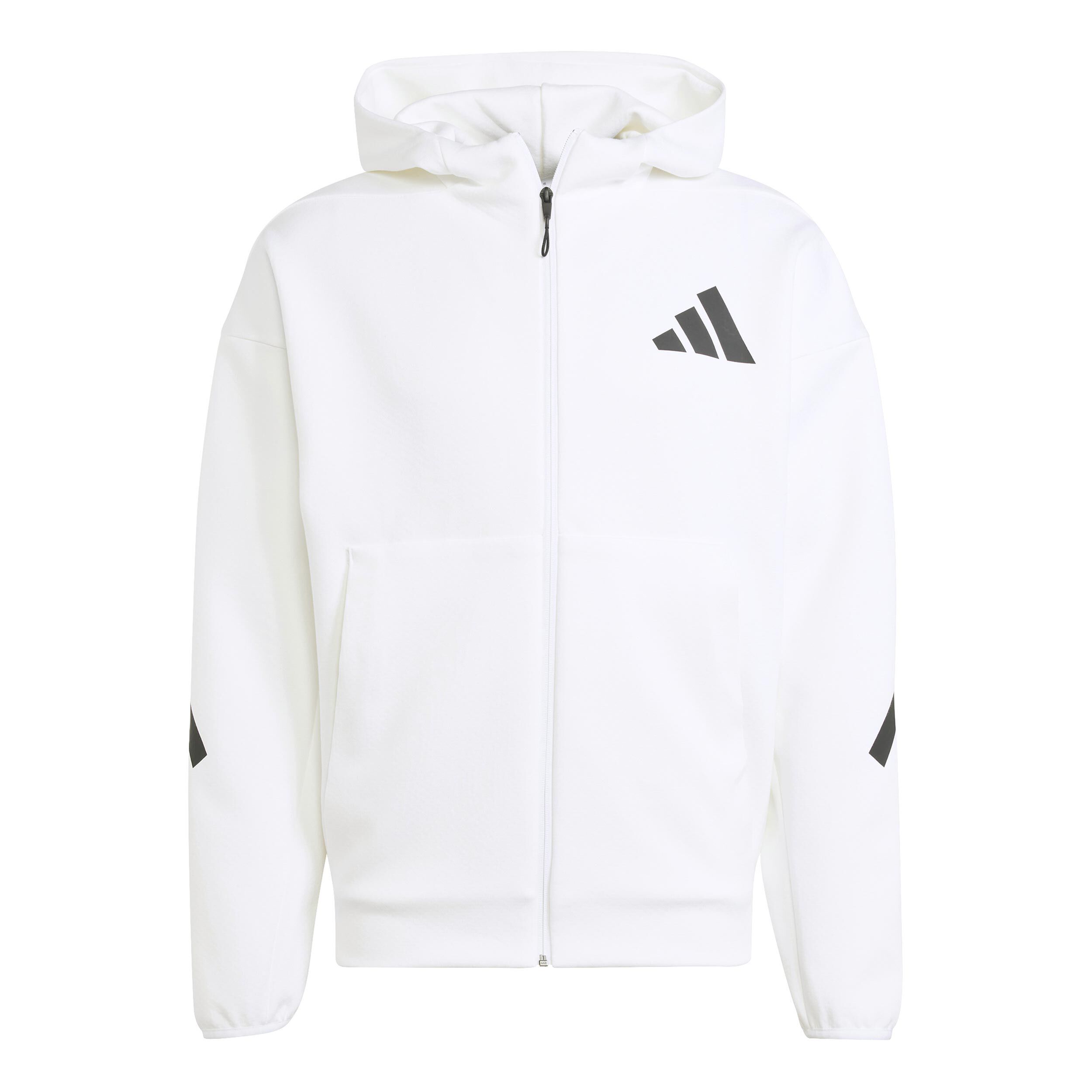 Adidas white zip up jacket sales