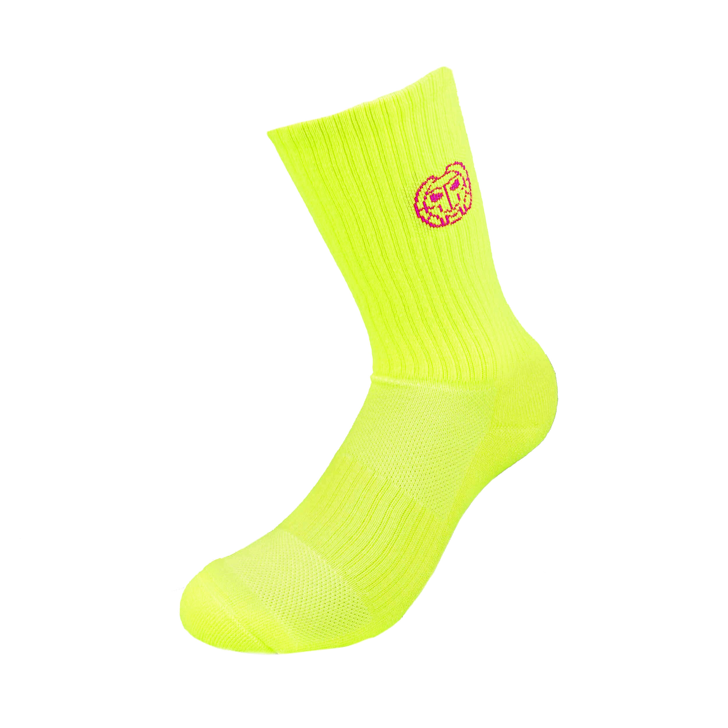Riley Crew Tech Sports Socks Men Neon Yellow Pink