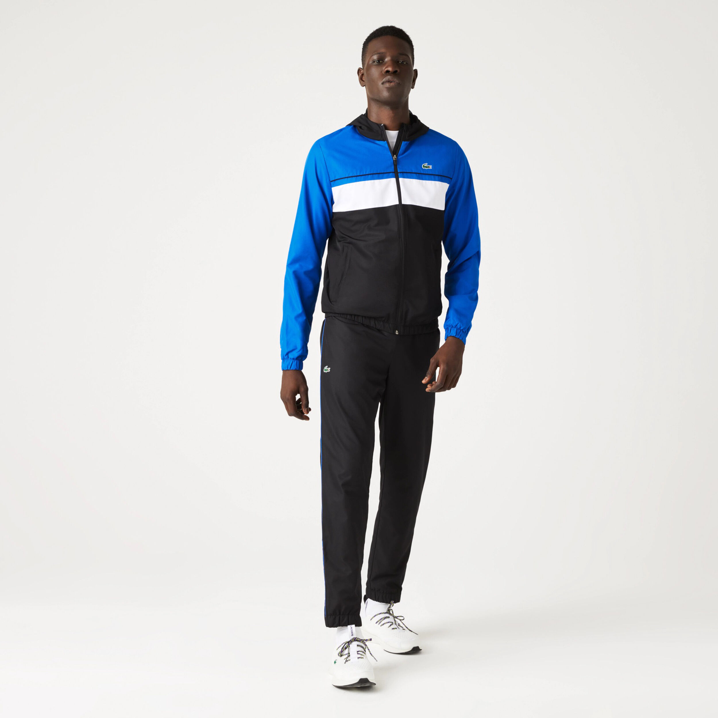 Black and blue top lacoste tracksuit