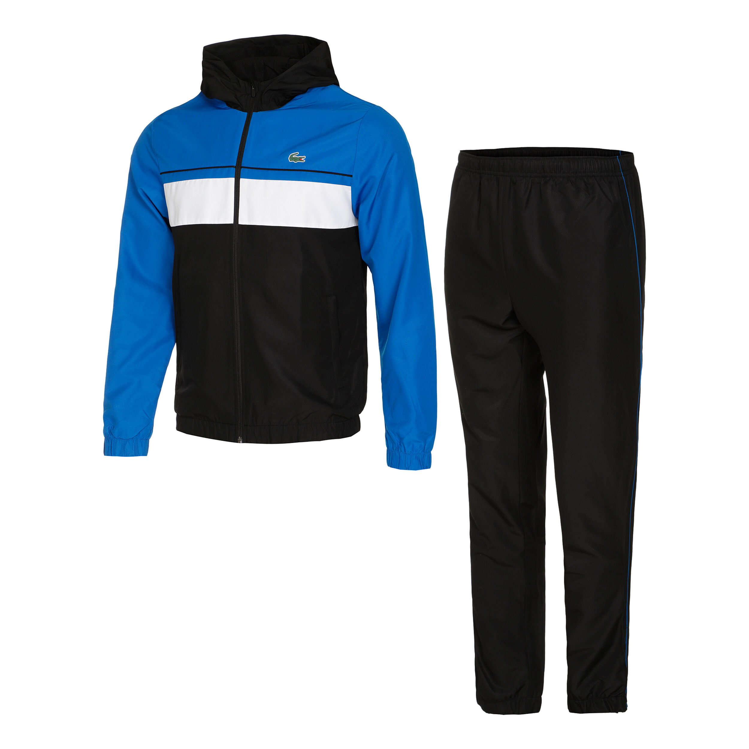 Black and sales blue lacoste tracksuit