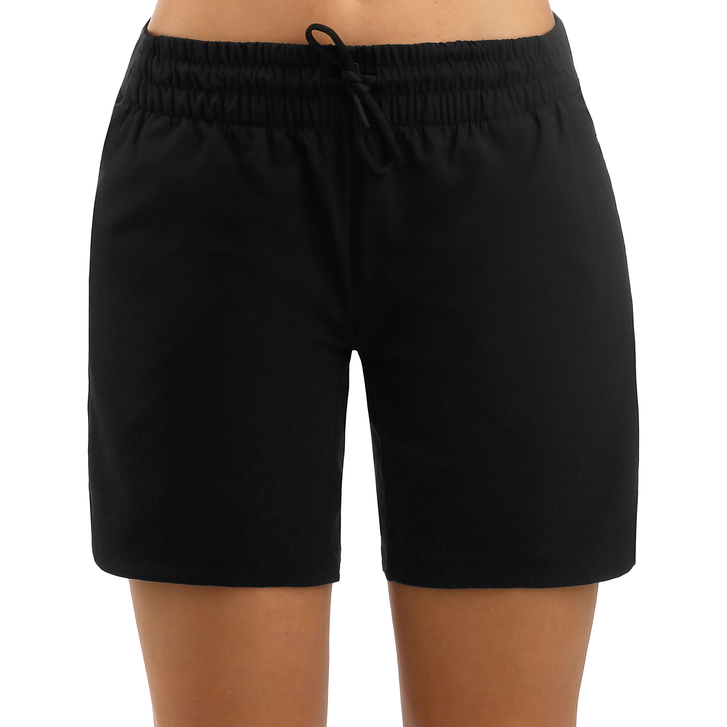 Black knee length shorts women's outlet