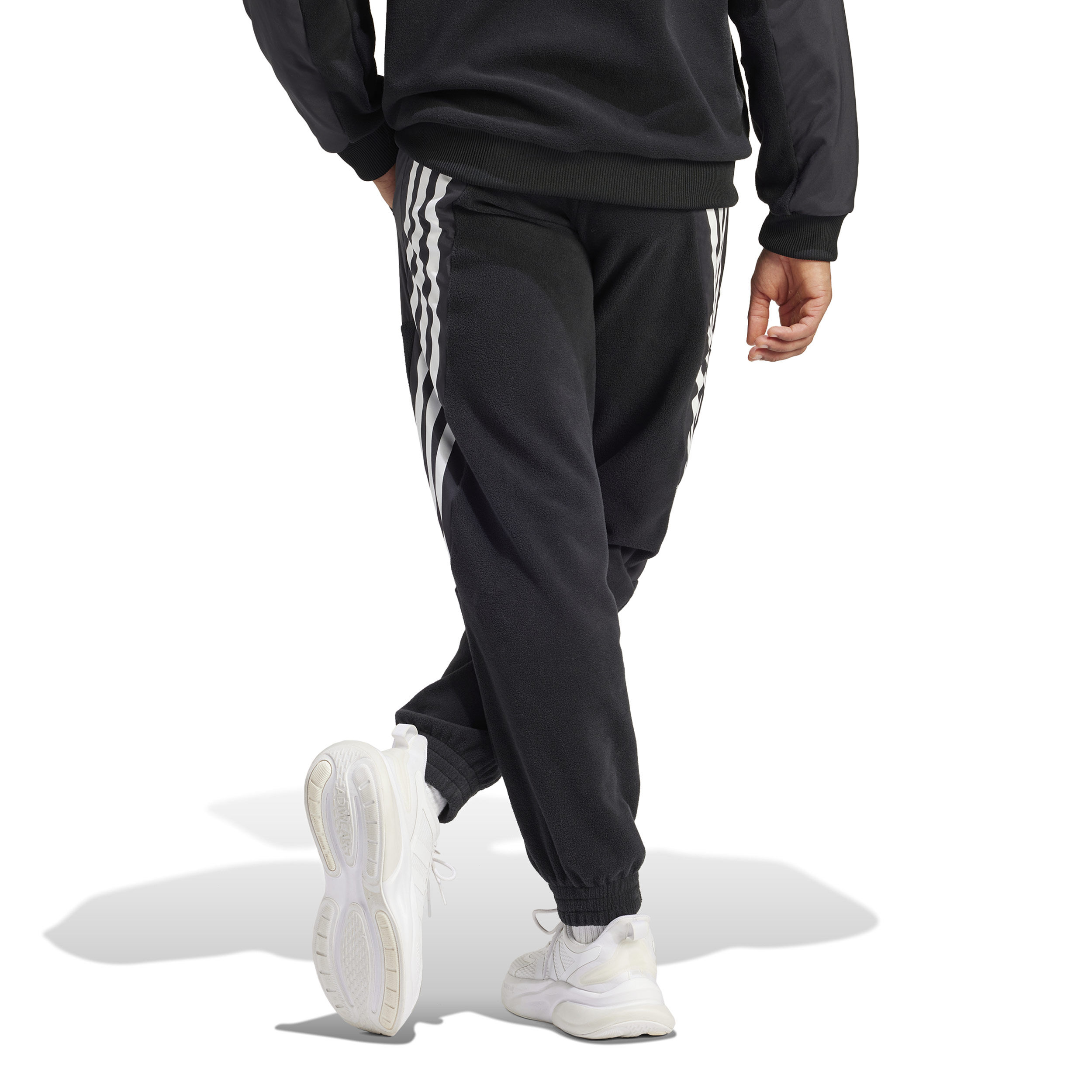 Adidas white pants black sales stripes