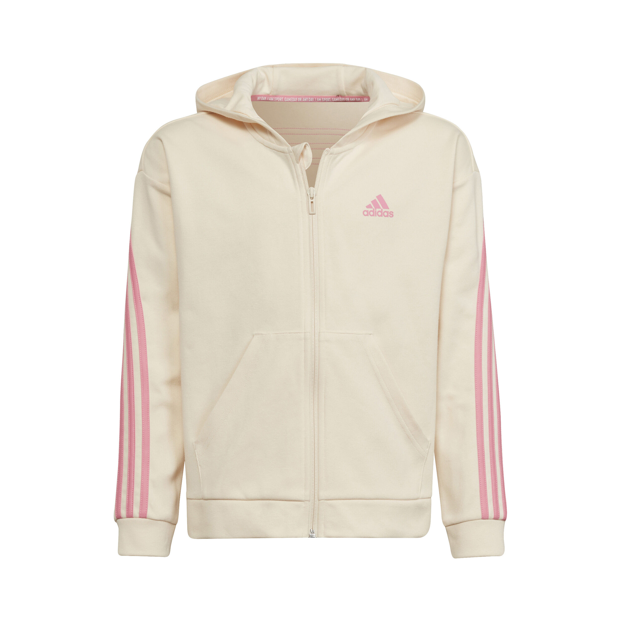 Buy adidas 3 Stripes Zip Hoodie Girls Cream Pink online Tennis Point UK