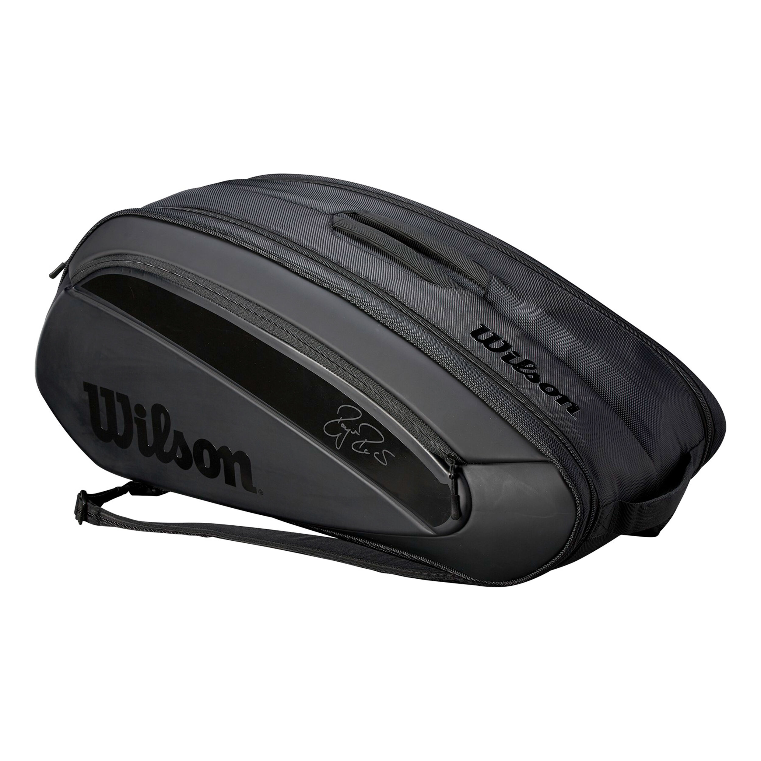 Federer DNA 12 Pack Racket Bag Schwarz Matt Schwarz Gl nzend