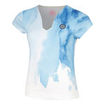 BIDI BADU Clothing BIDI BADU Watercolour V-Neck T-Shirt Women-White,Blue