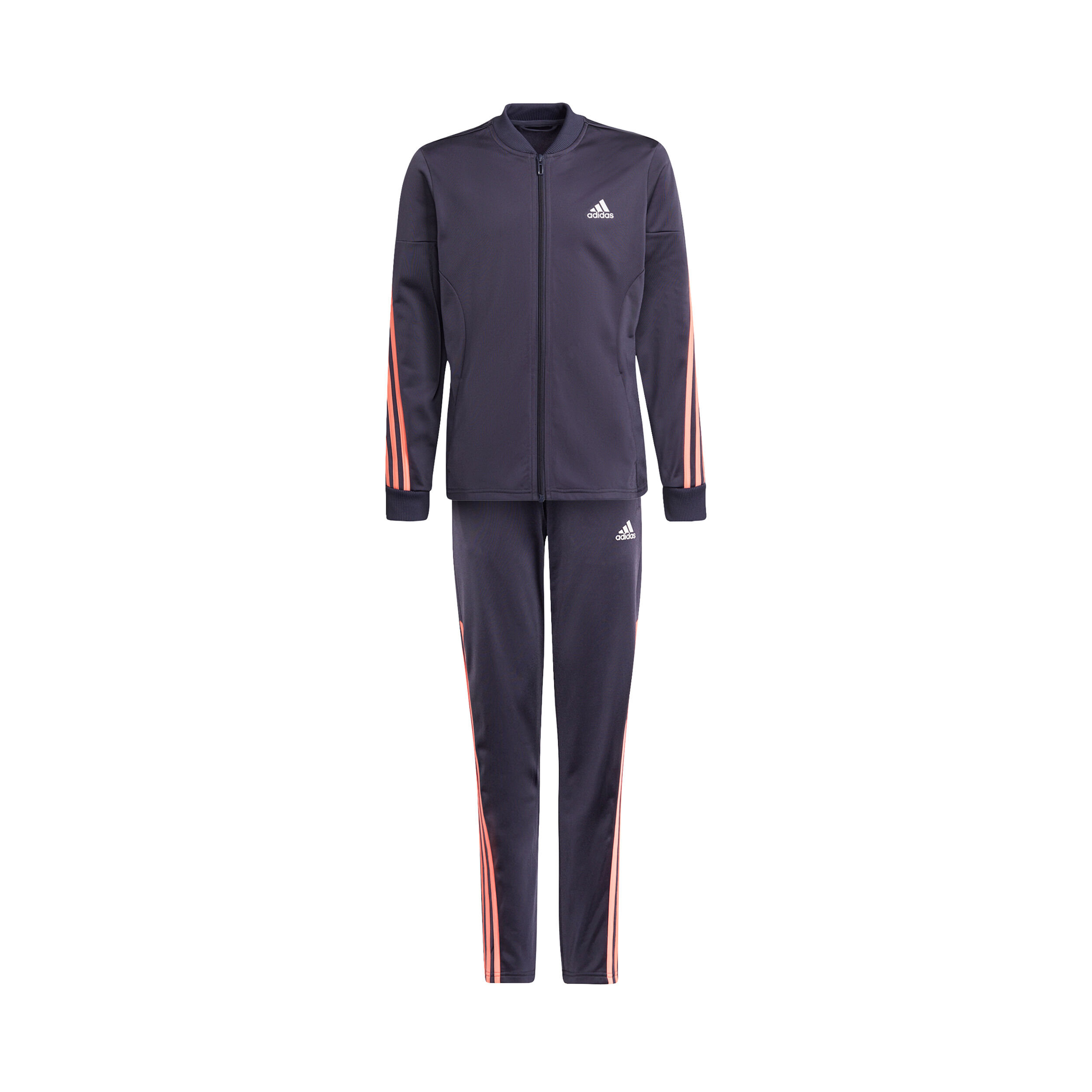 3 Stripes Polyester Tracksuit Girls Dark Blue Pink