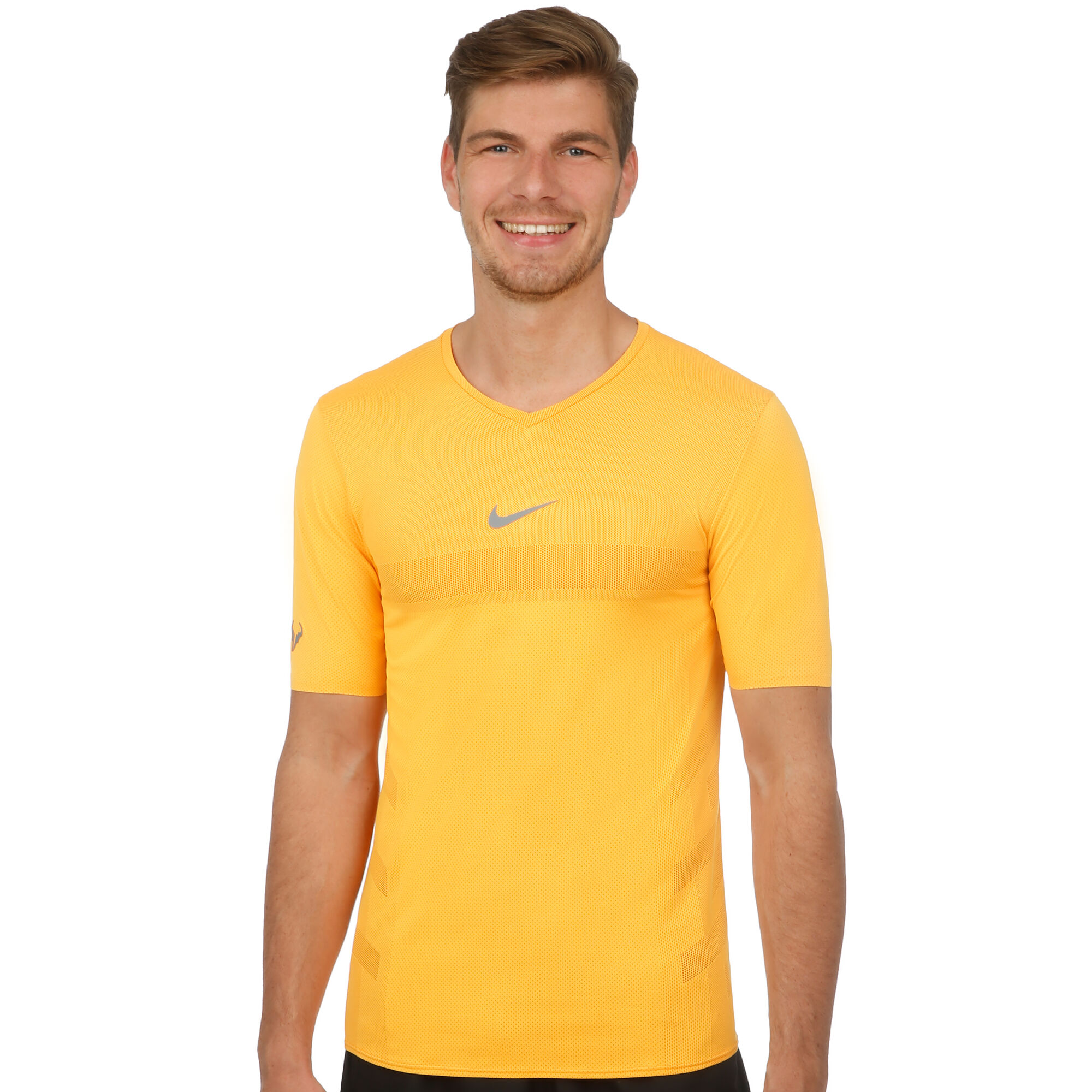 buy Nike Rafael Nadal Court AeroReact T-Shirt Men - Orange, Lightgrey ...