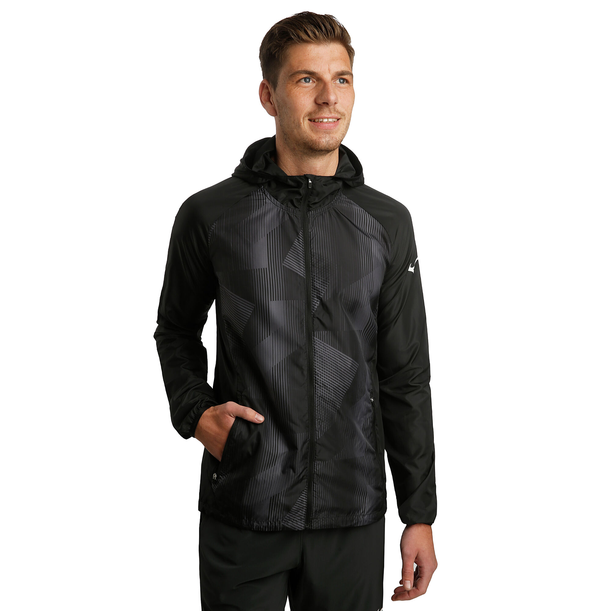 buy Mizuno Printed Training Jacket Men - Black, Grey online | Tennis-Point