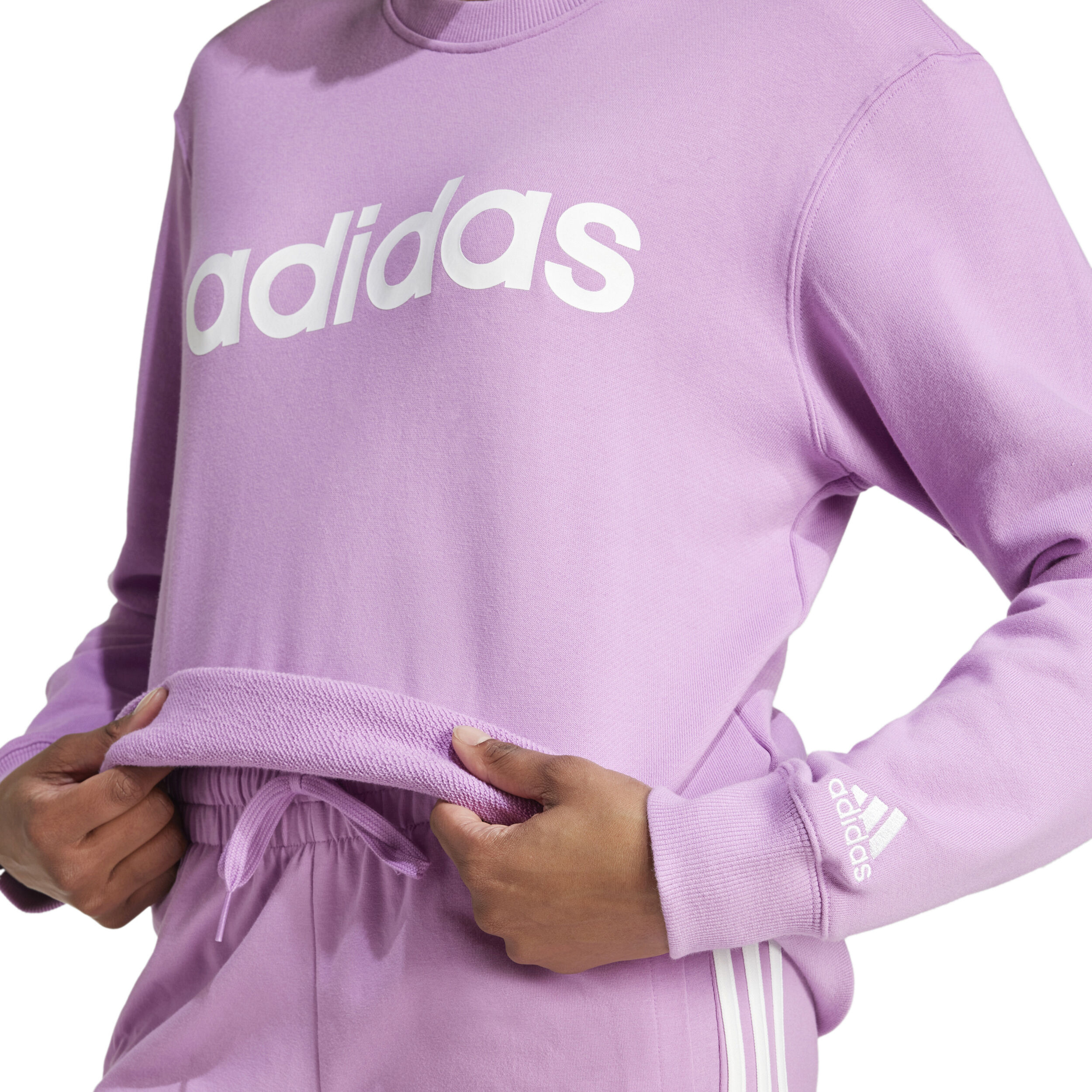 Linear French Terry Sweatshirt Women Pink