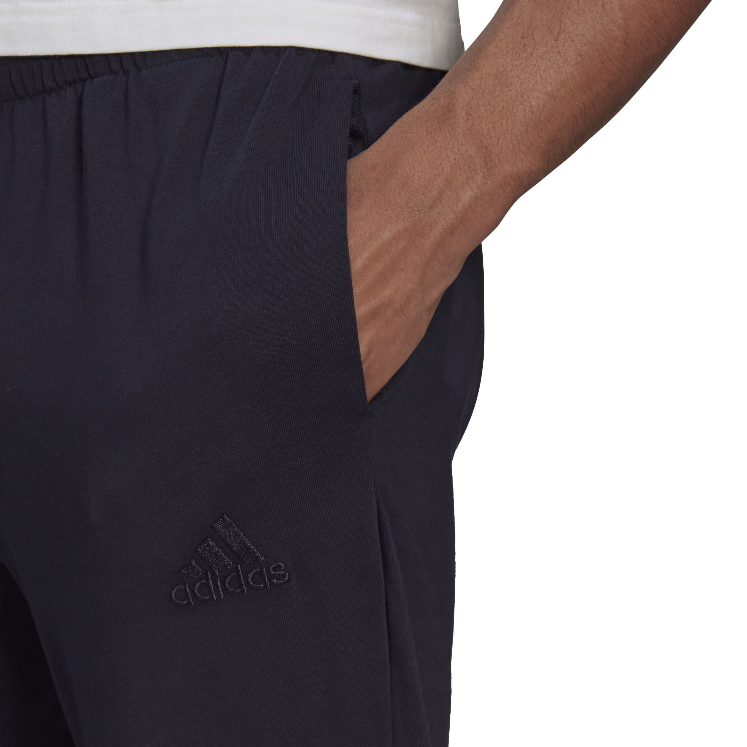 Men's adidas essential online logo jersey pants