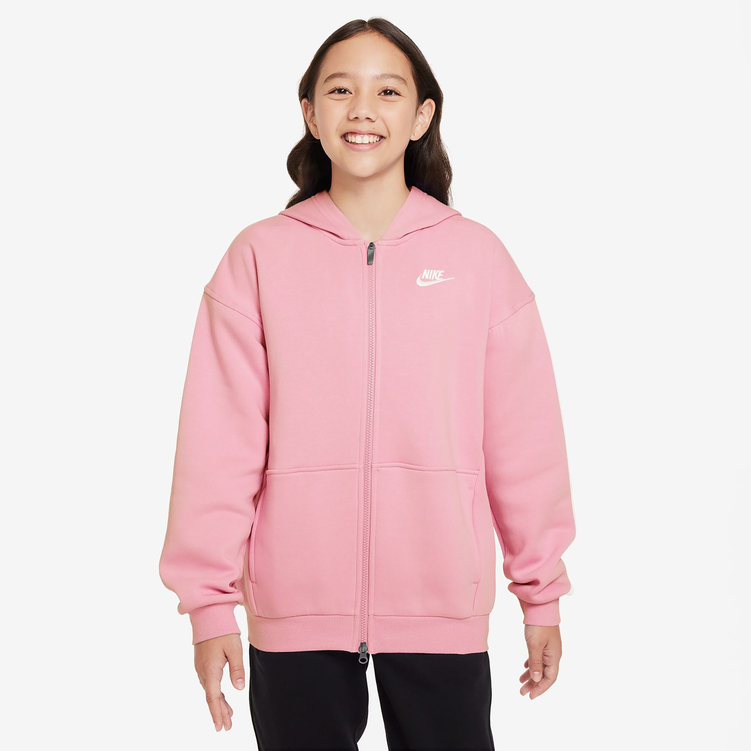 pink nike club fleece hoodie
