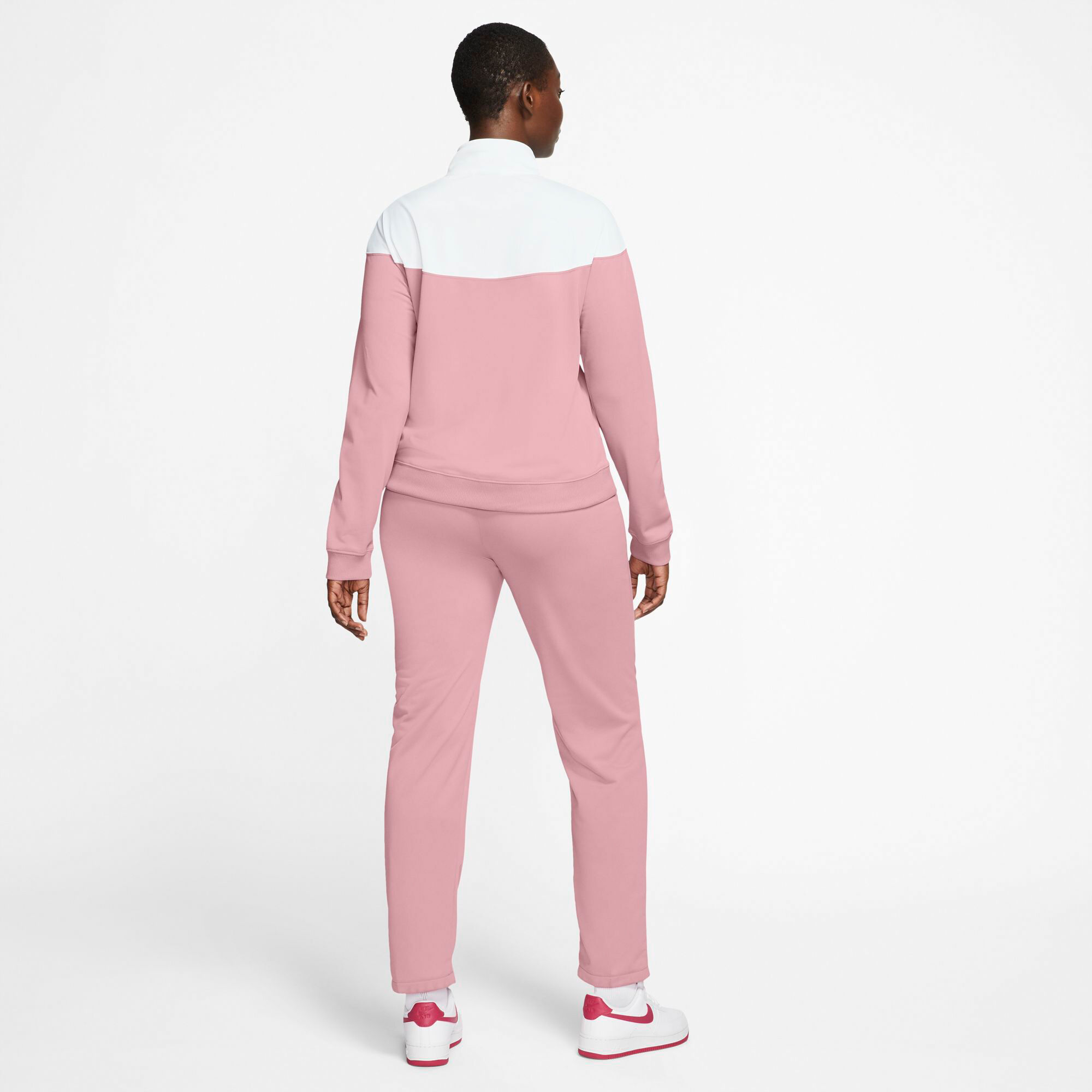 Pink and white nike tracksuit clearance