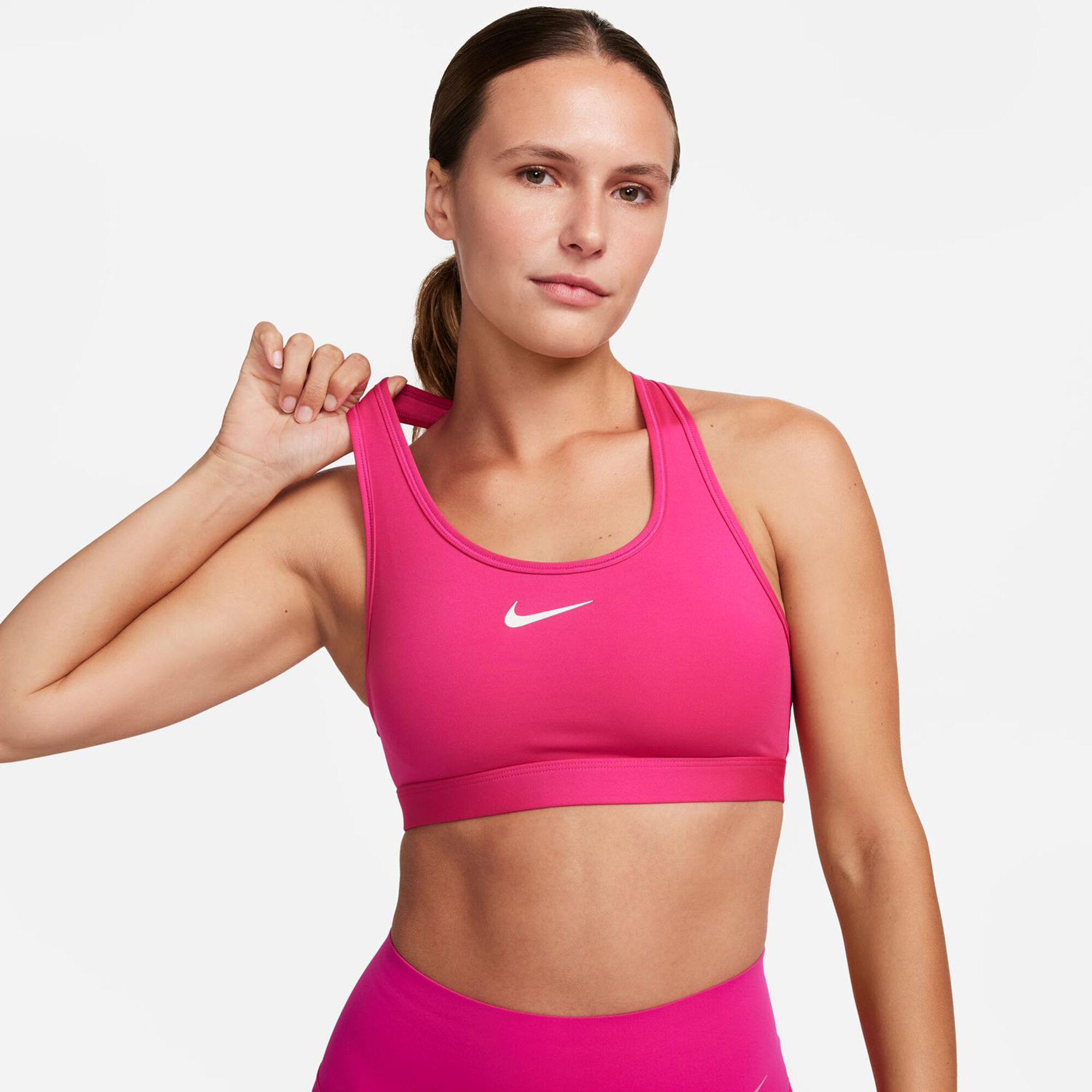 Nike Women's Pro Swoosh Medium-Support Sports Bra  Medium support sports  bra, Ladies sports tops, Nike pros sports bras