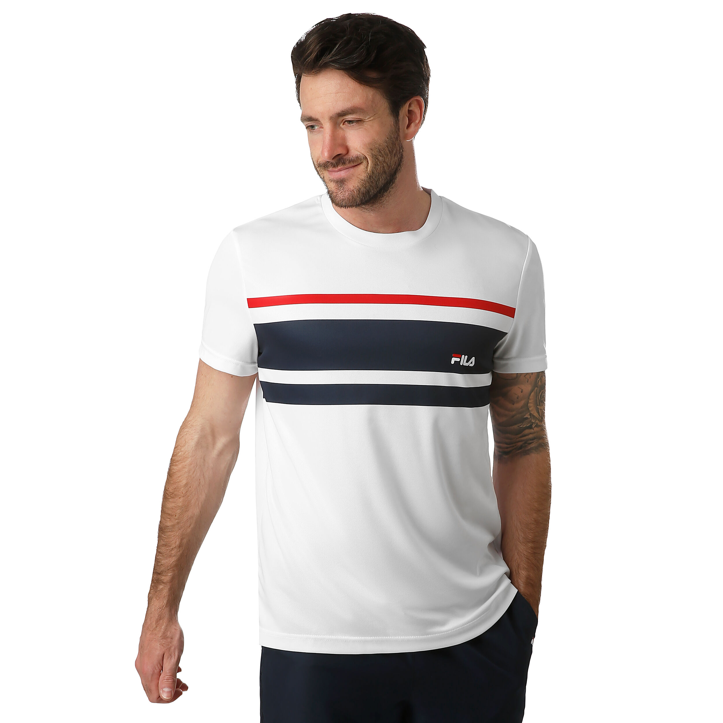 Buy Fila Trey T Shirt Men White Dark Blue online Tennis Point UK