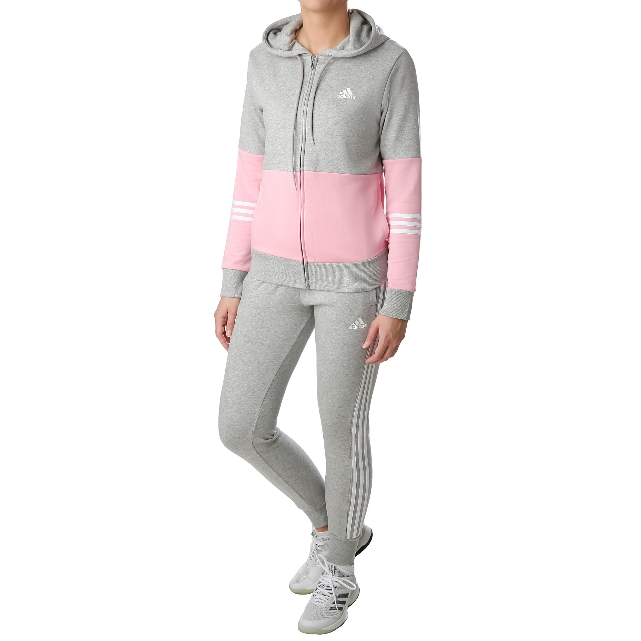 womens grey and pink adidas tracksuit