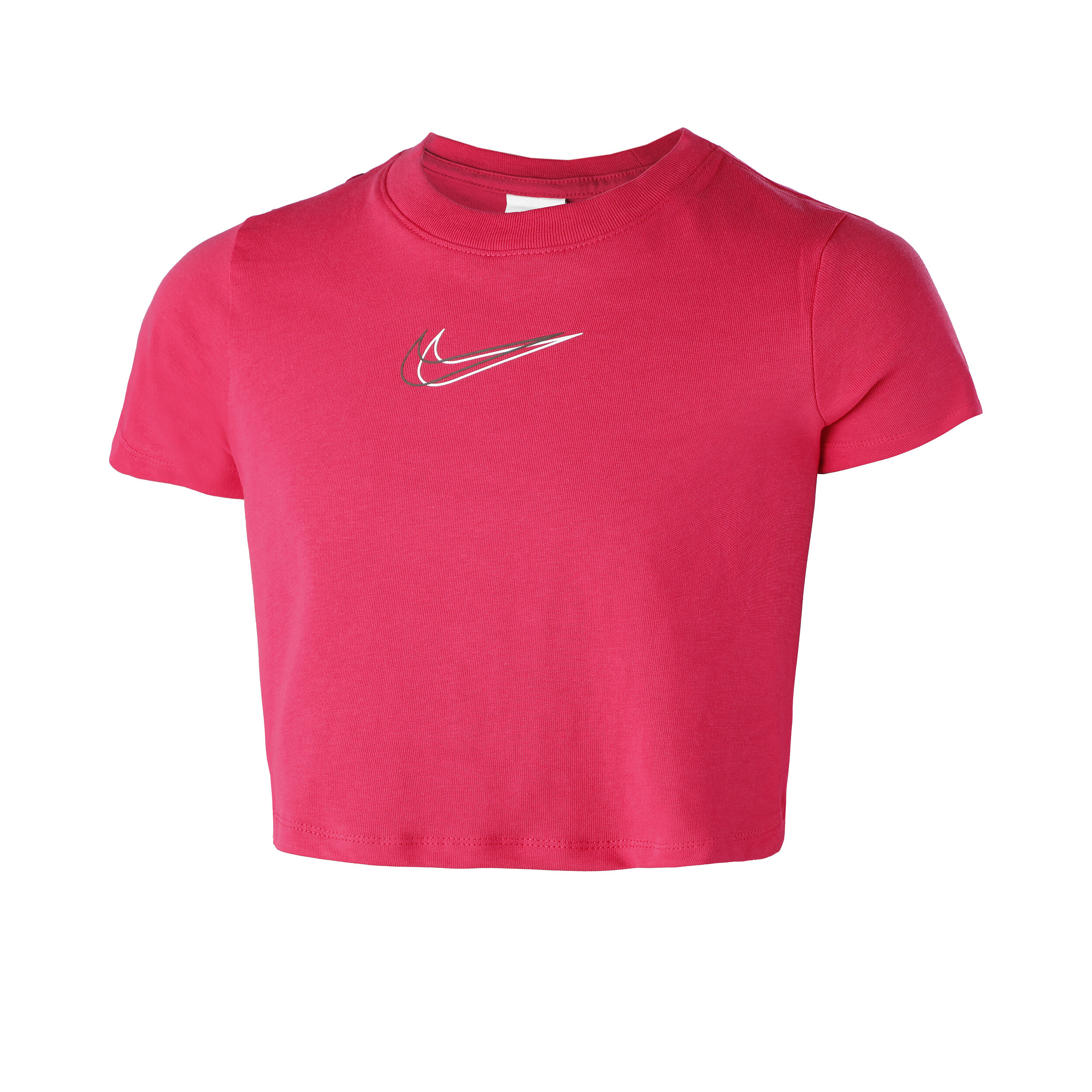 pink and white nike crop top