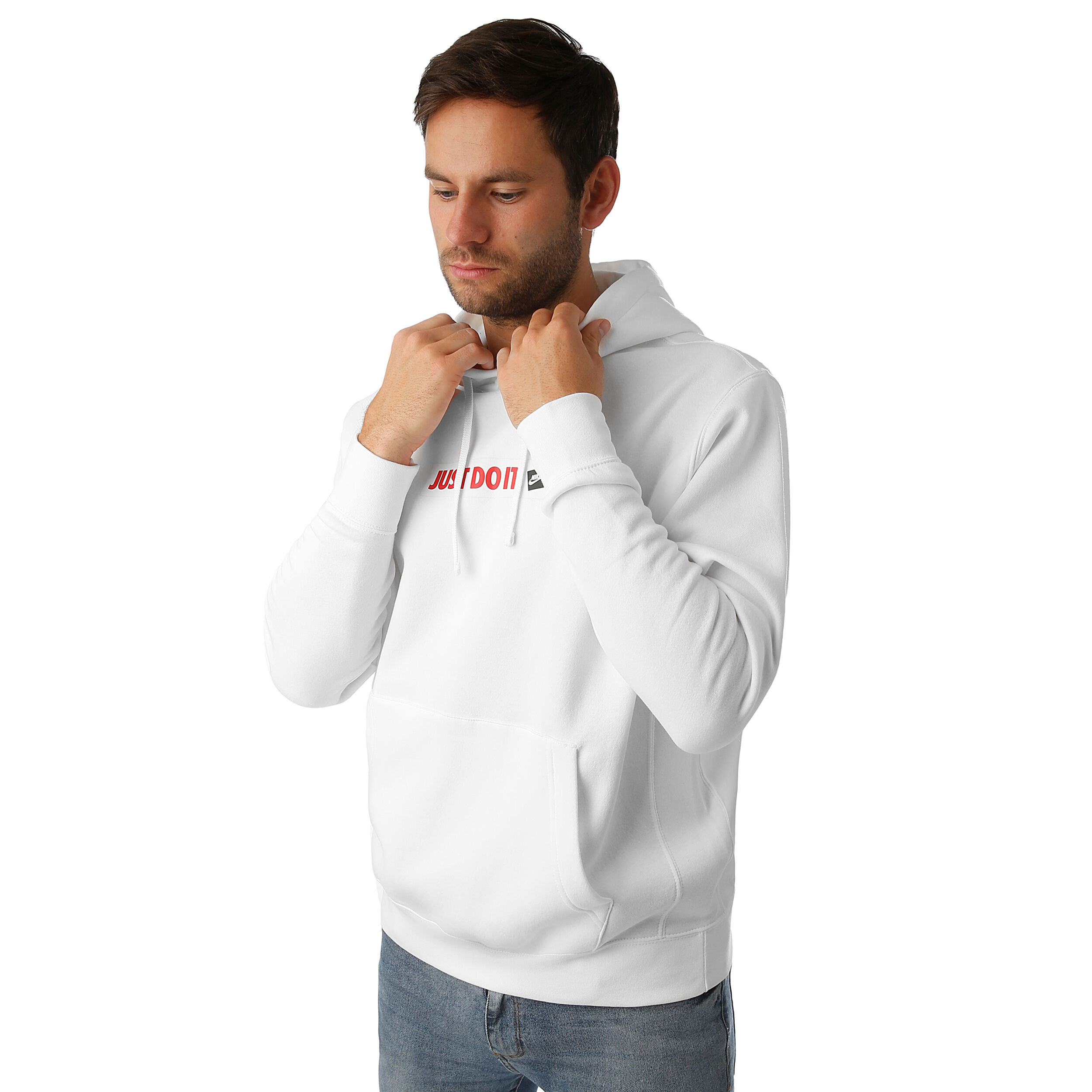 Buy Nike Sportswear Just Do It Fleece Hoody Men White Red online Tennis Point UK