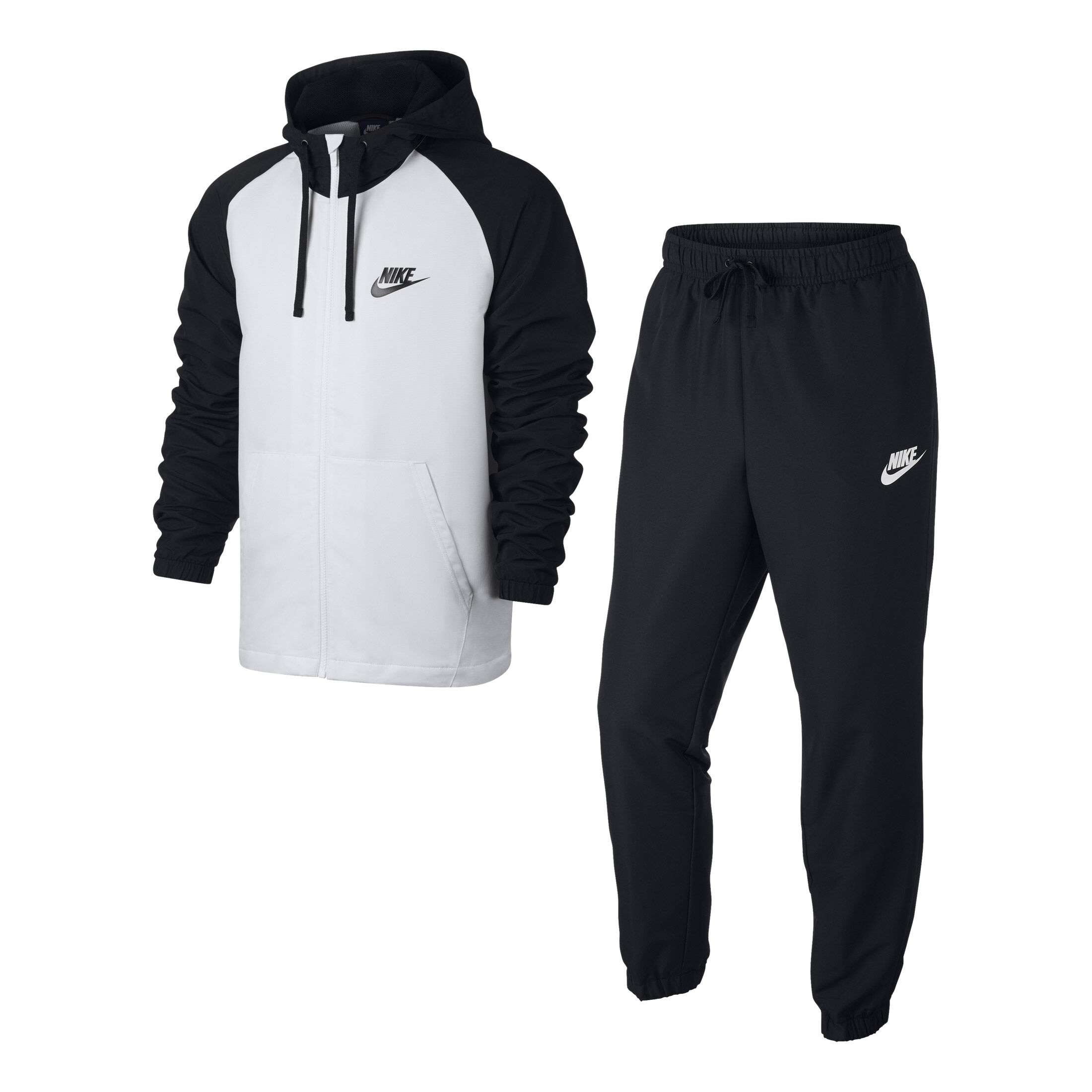 nike tracksuit mens black and white