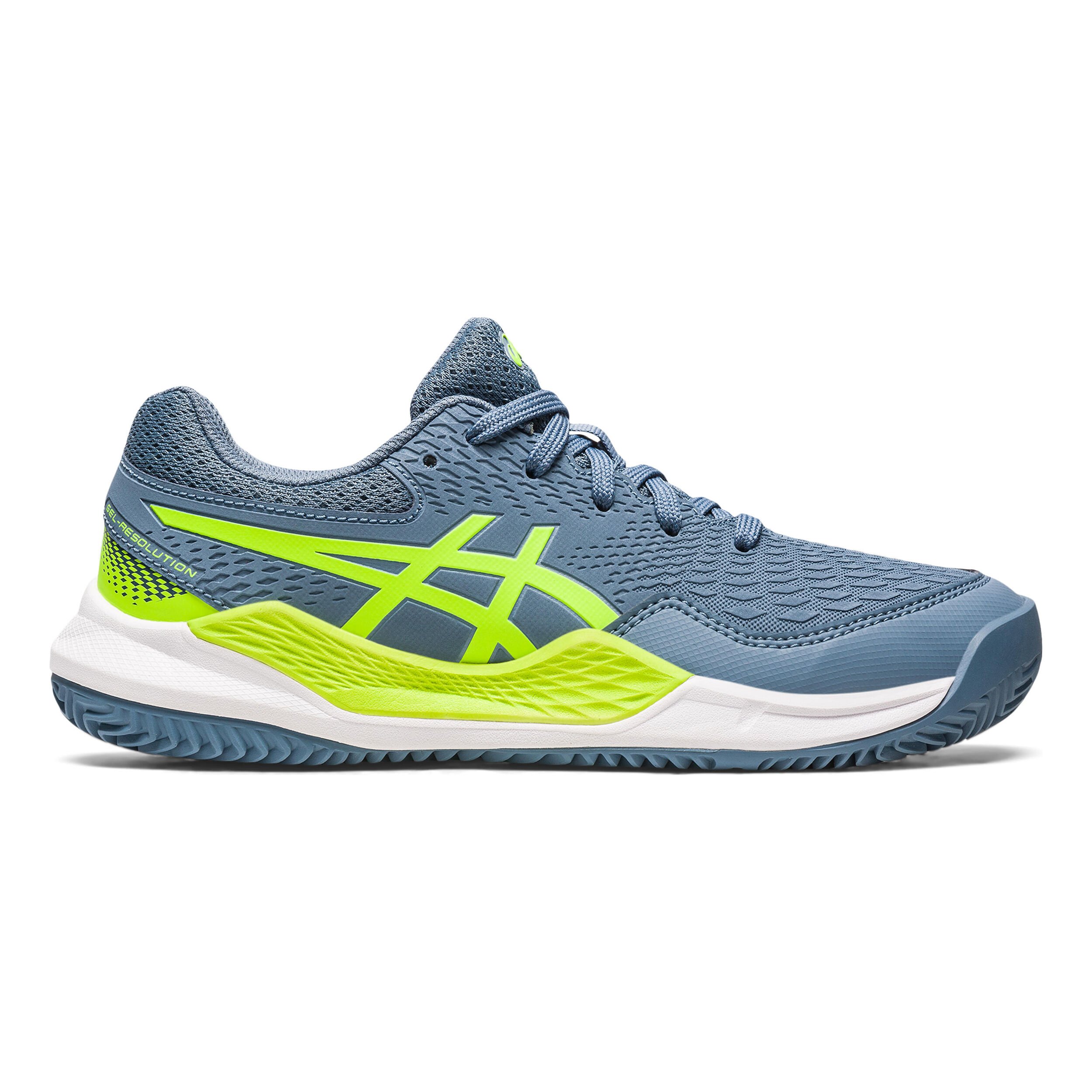 Gel Resolution 9 GS Clay Court Shoe Kids Dark Blue Neon Green