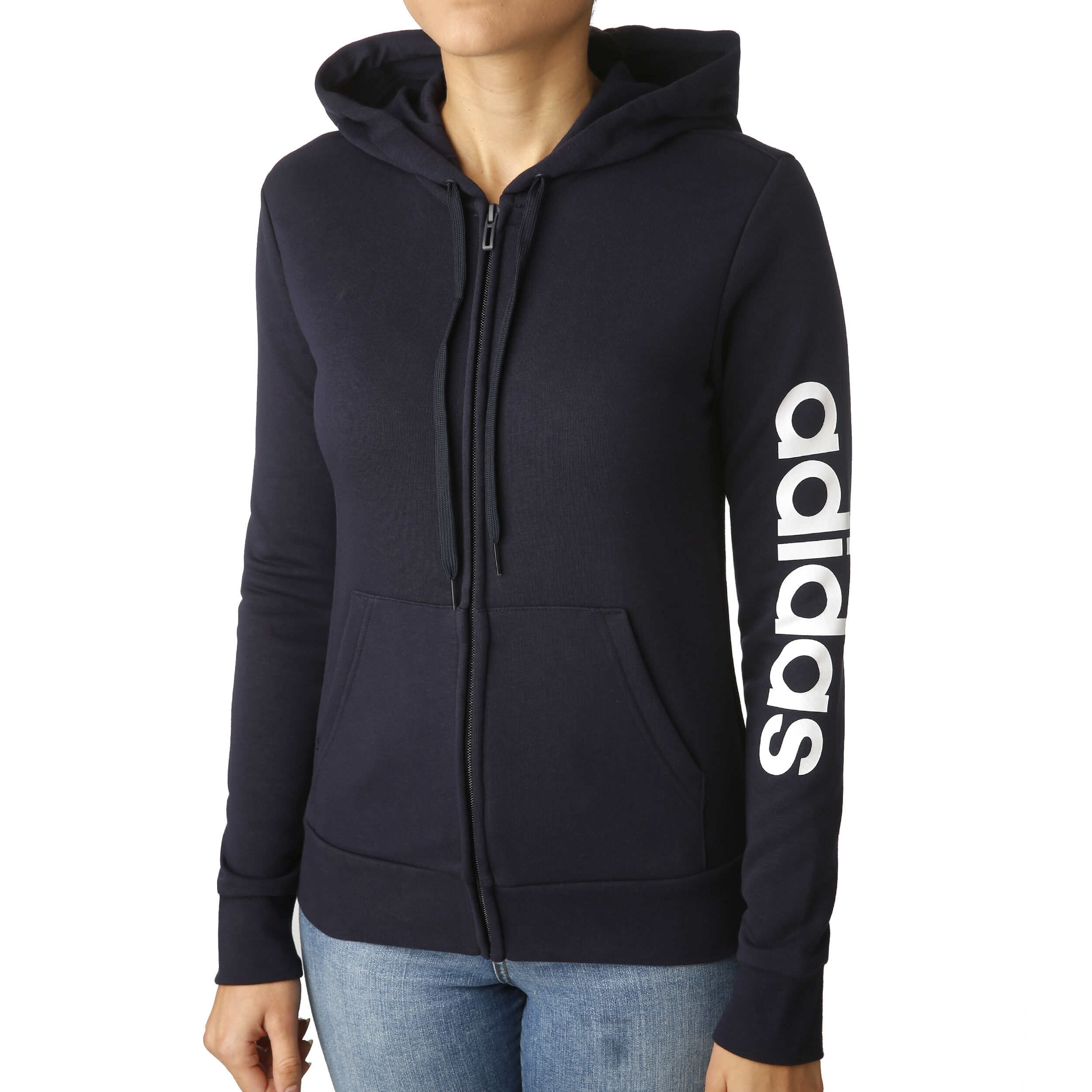 Adidas women's essentials linear full zip fleece hoodie online