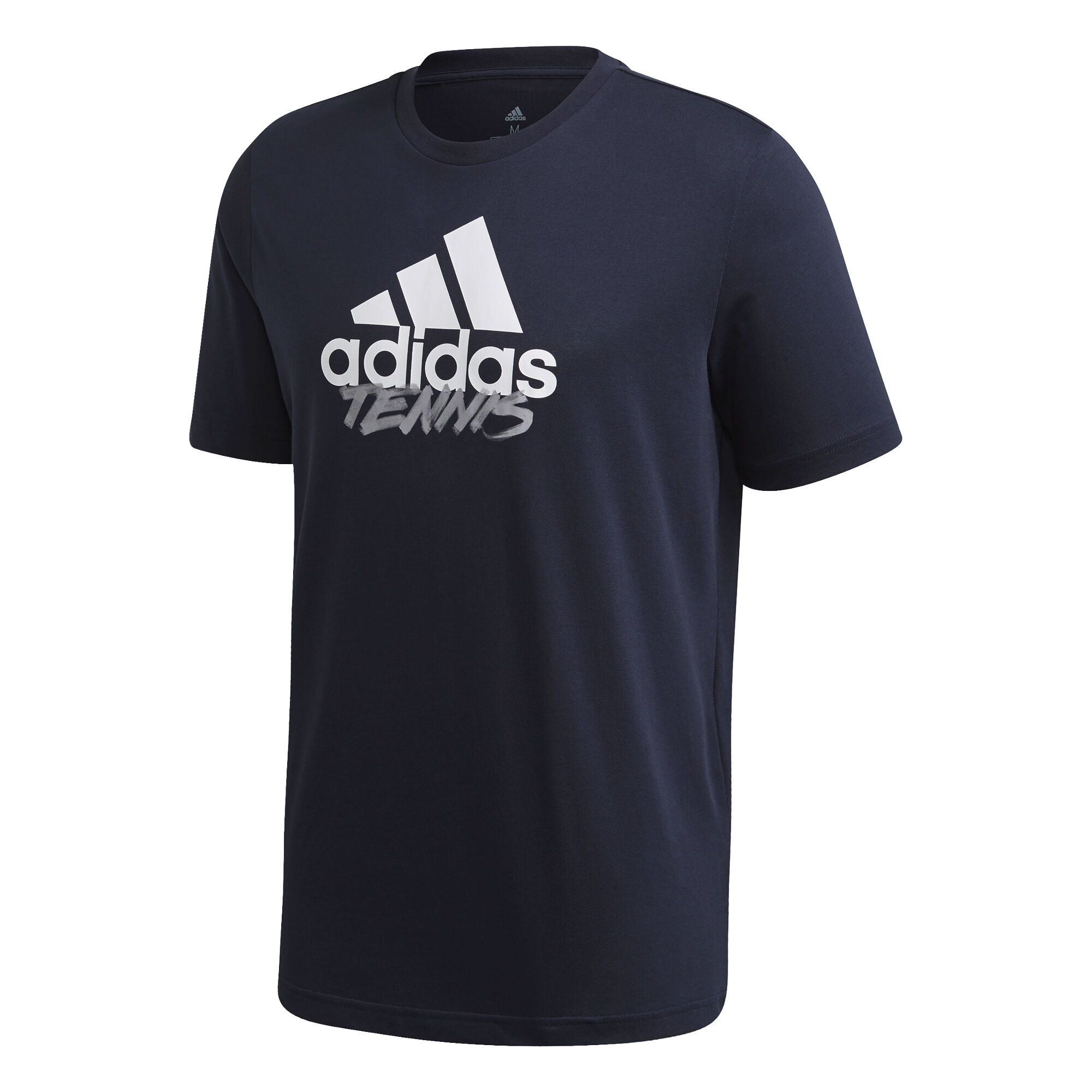 Adi Tennis T Shirt Men Dark Blue White