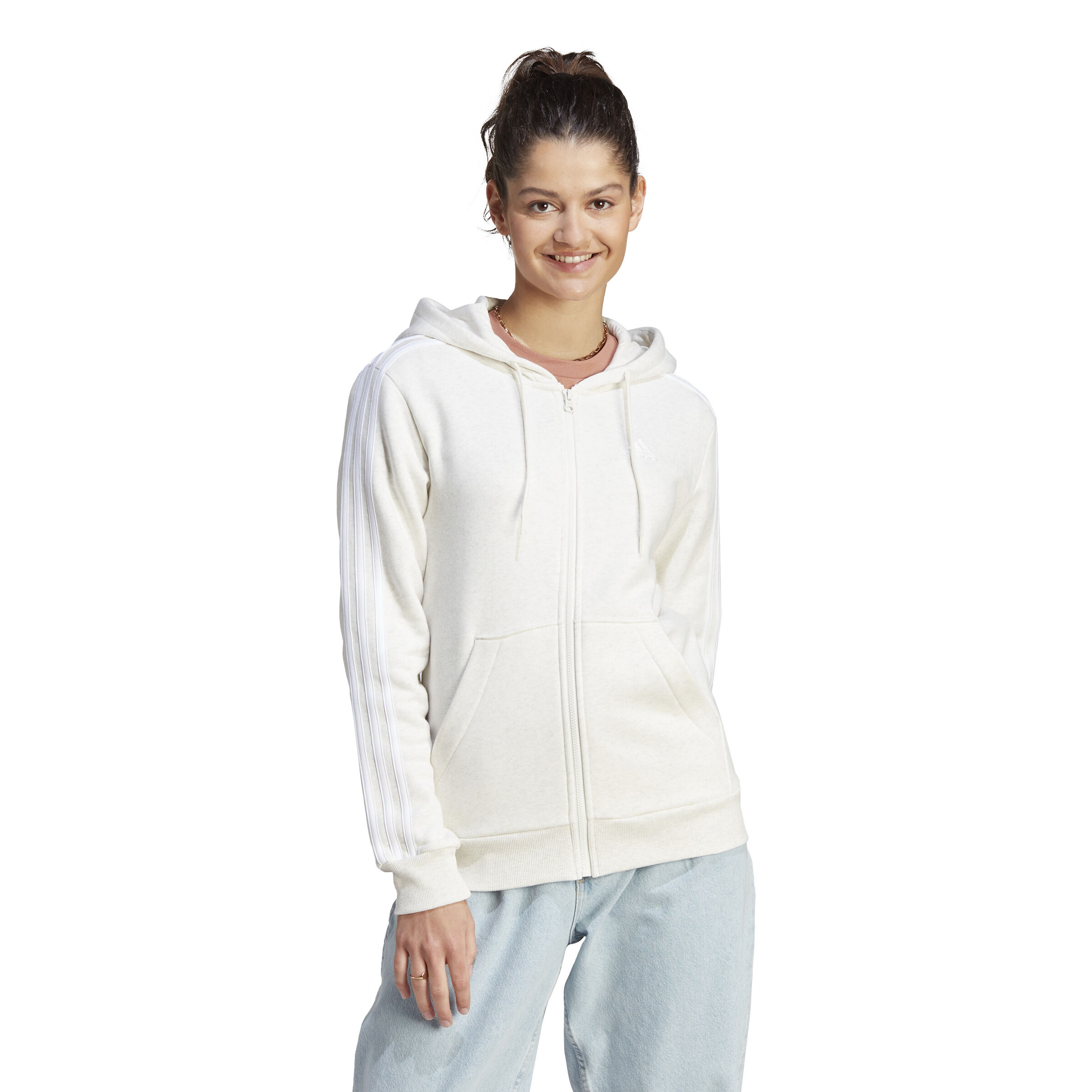 Adidas grey zip up hoodie womens sale