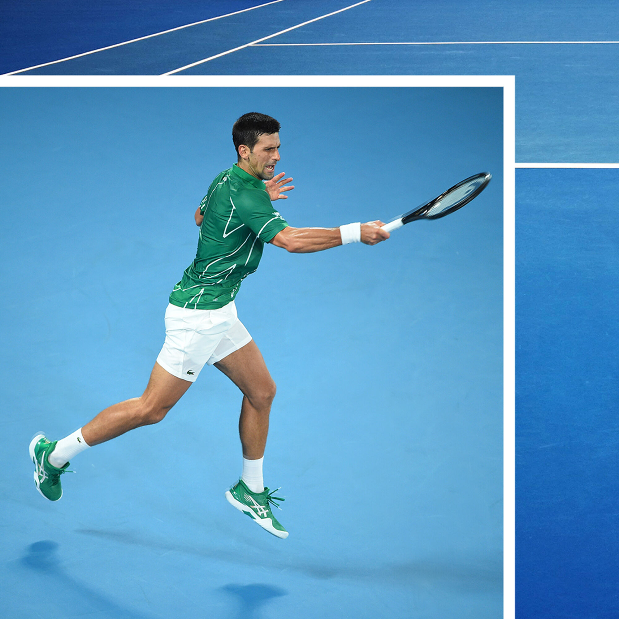 Buy Lacoste Novak Djokovic Polo Men Dark Green, White online Tennis