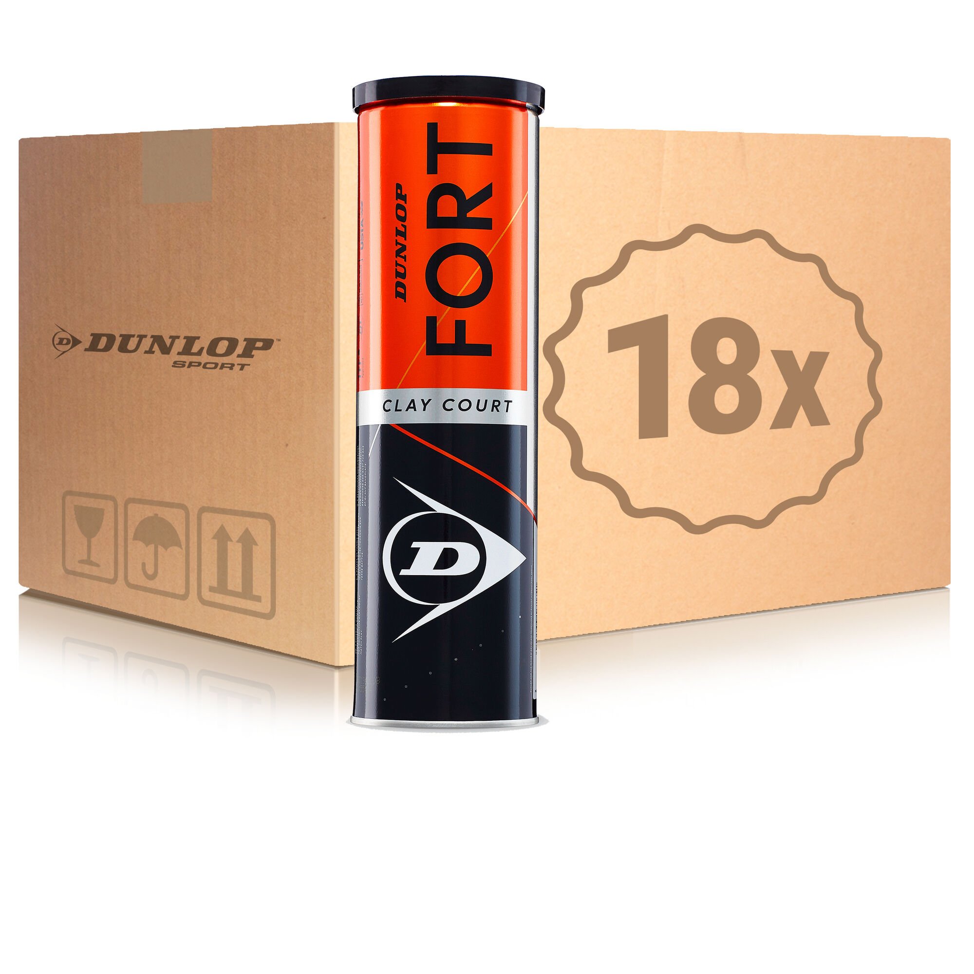 buy Dunlop Fort Clay Court 18x 4 Ball Tube online Tennis Point