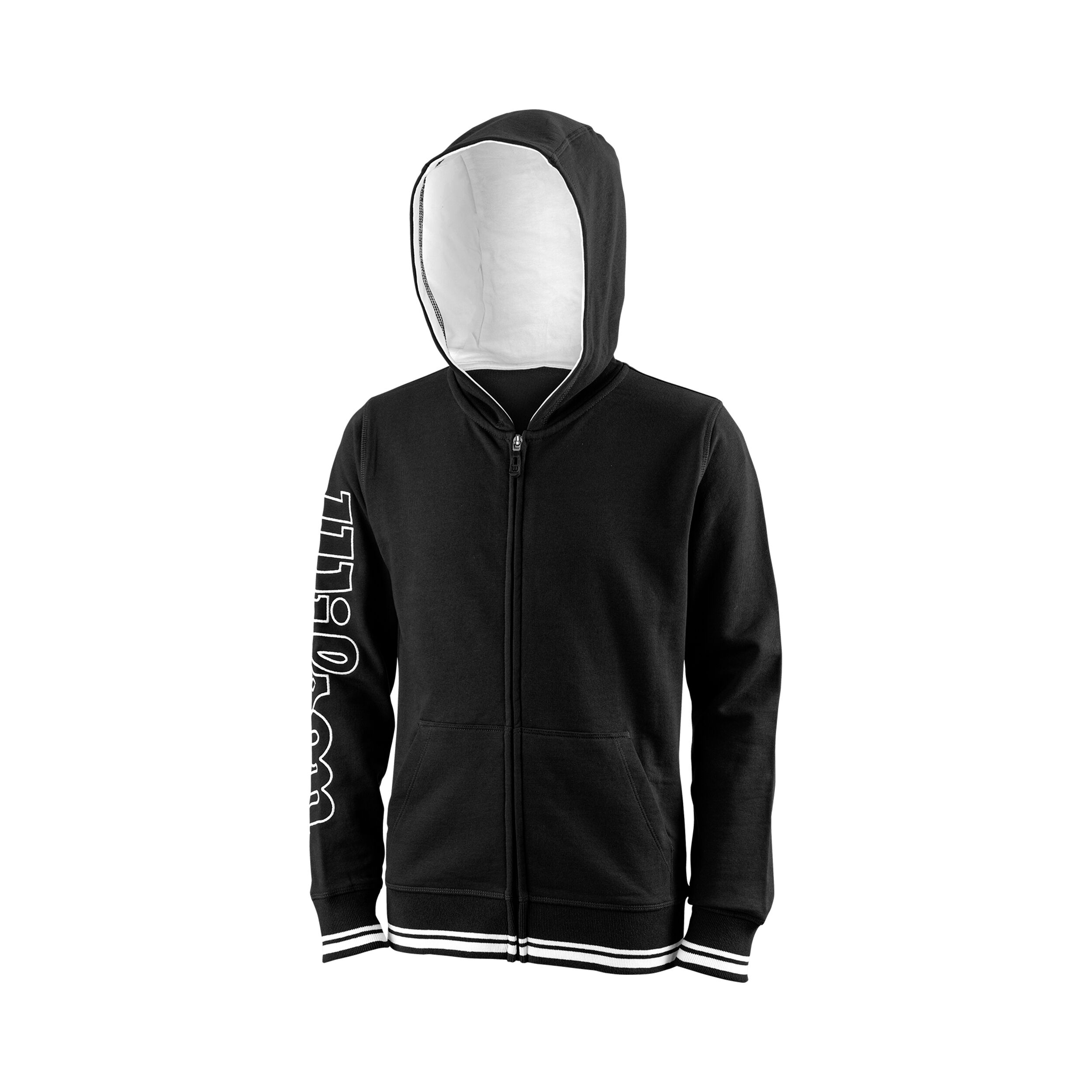 Black hoodie white zip top