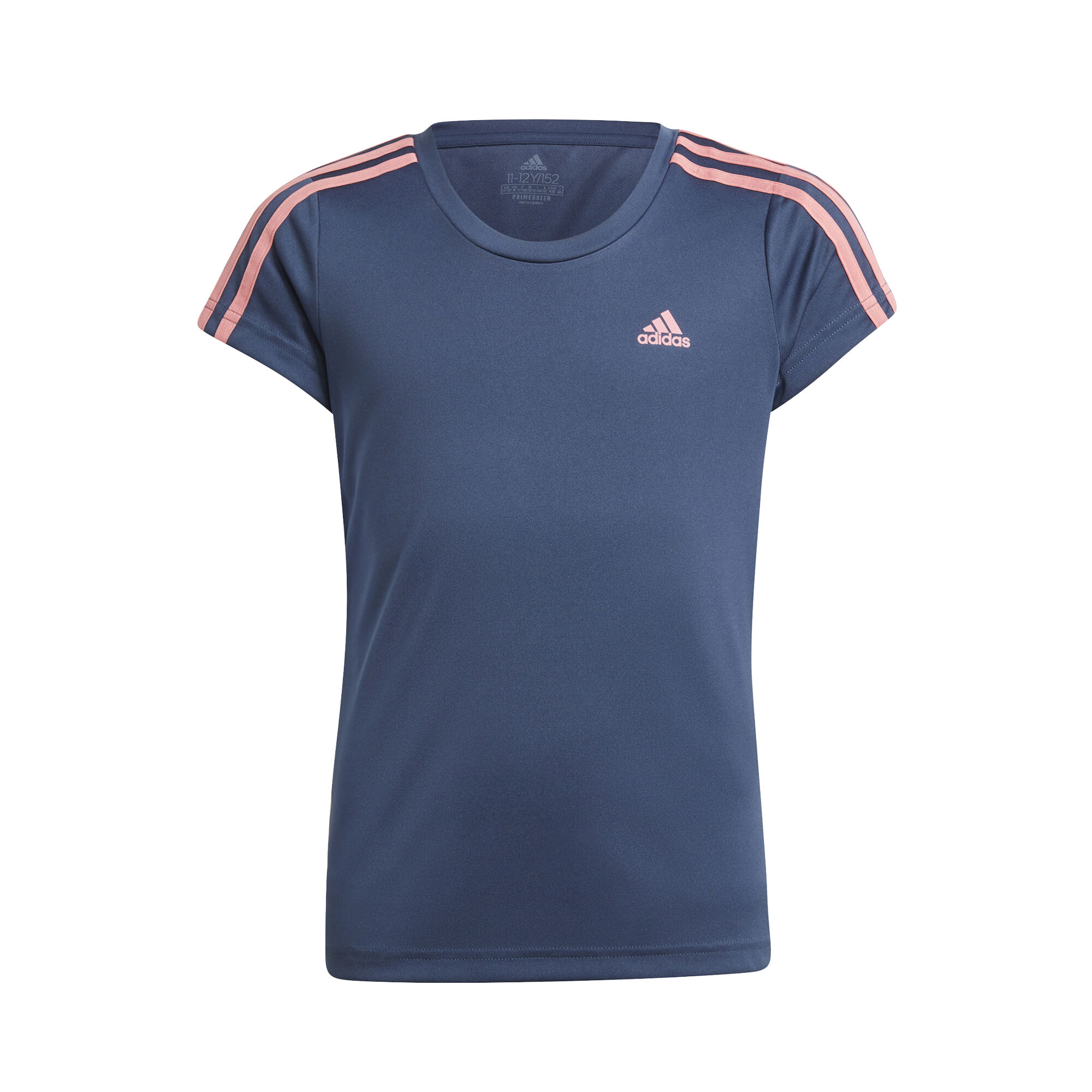 3 Stripes T Shirt Girls Dark Blue Pink
