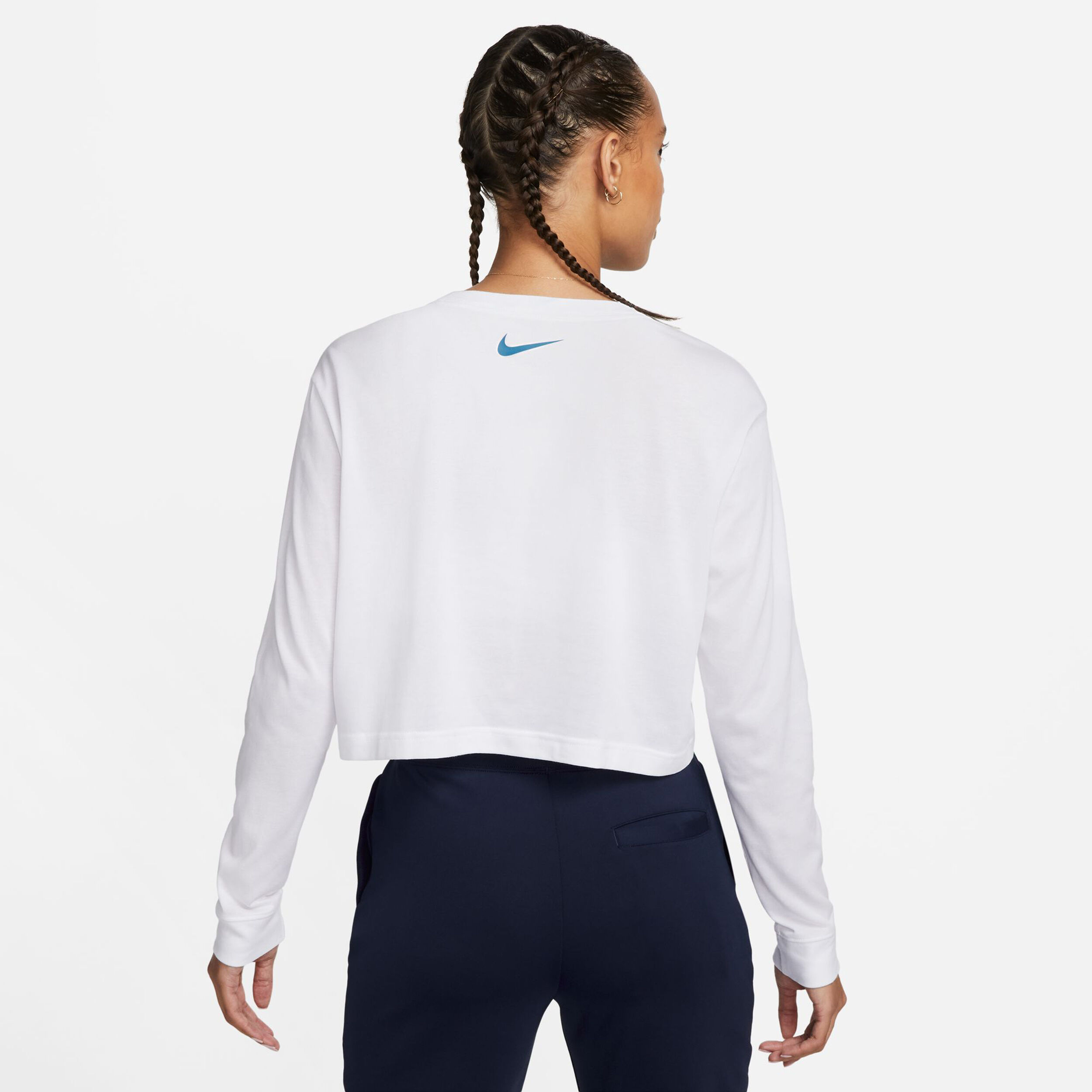 Buy Nike Dri Fit Court Slam Cropped Long Sleeve Women White