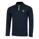Quiet Please Tennis apparel Quiet Please Wild Big Serve 1/4 Zip Long Sleeve Men-Dark Blue,Neon Green