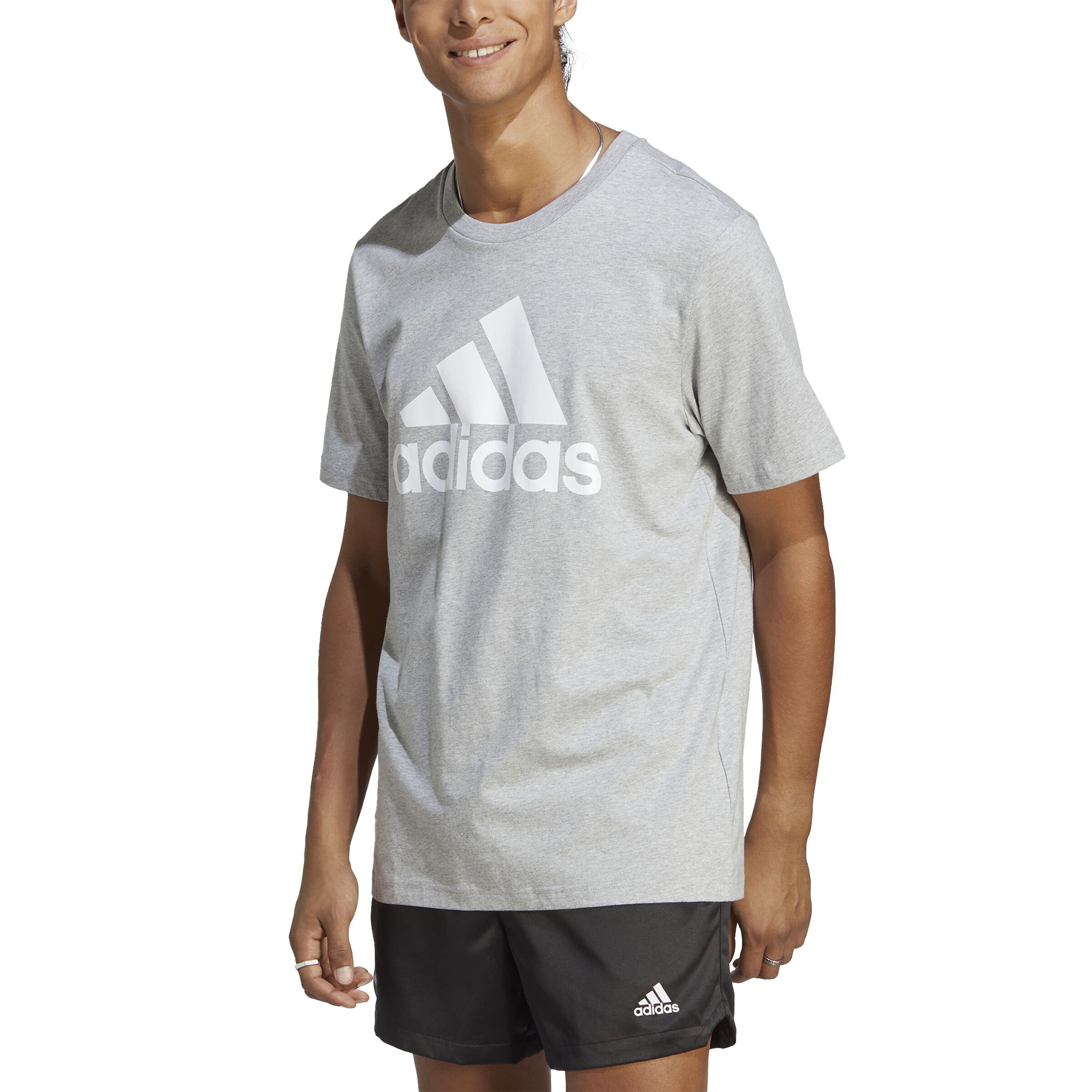 Buy adidas Essentials Single Jersey Big Logo T Shirt Men Lightgrey White online Tennis Point UK