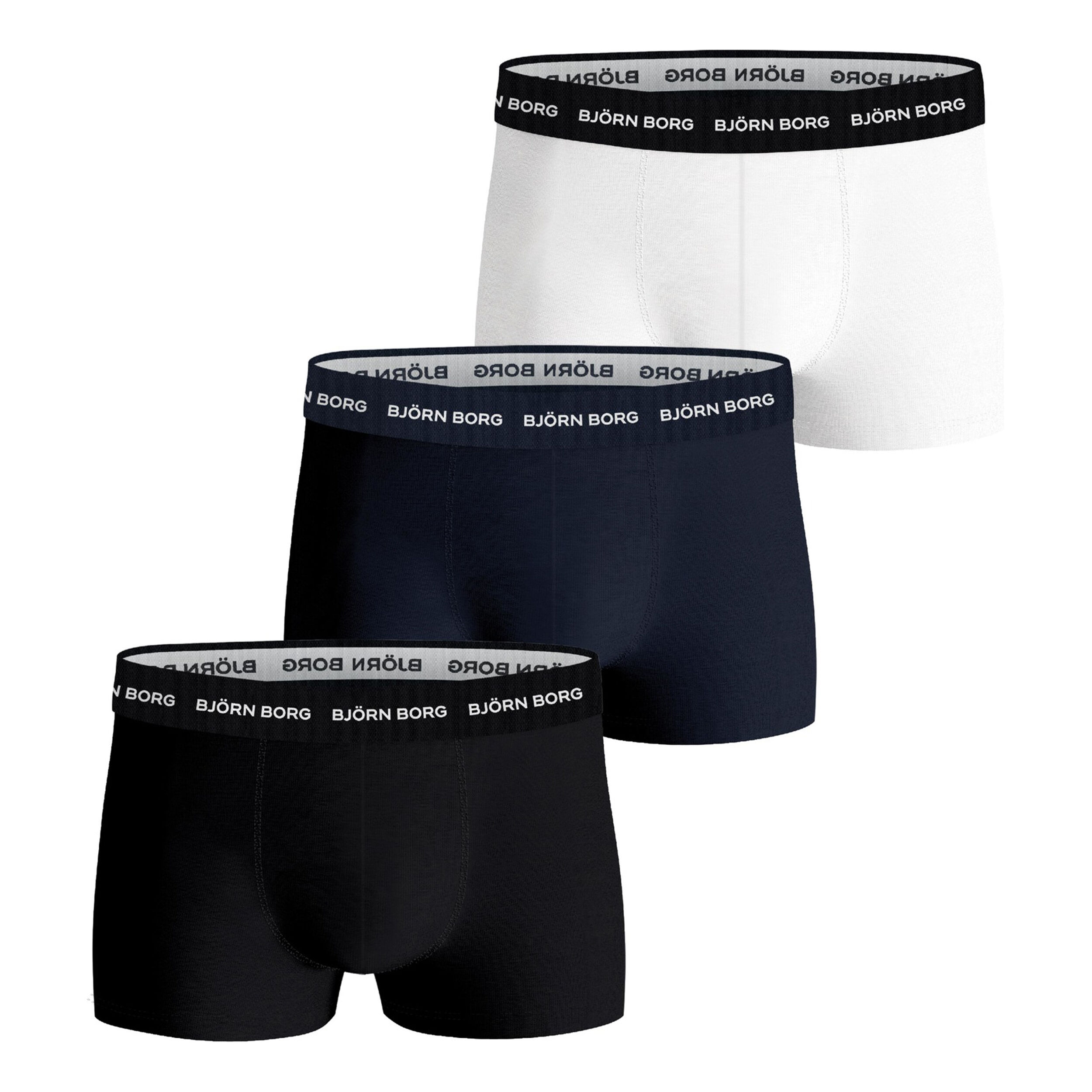 Cotton Stretch Trunk Boxer Shorts 3 Pack Men Black White