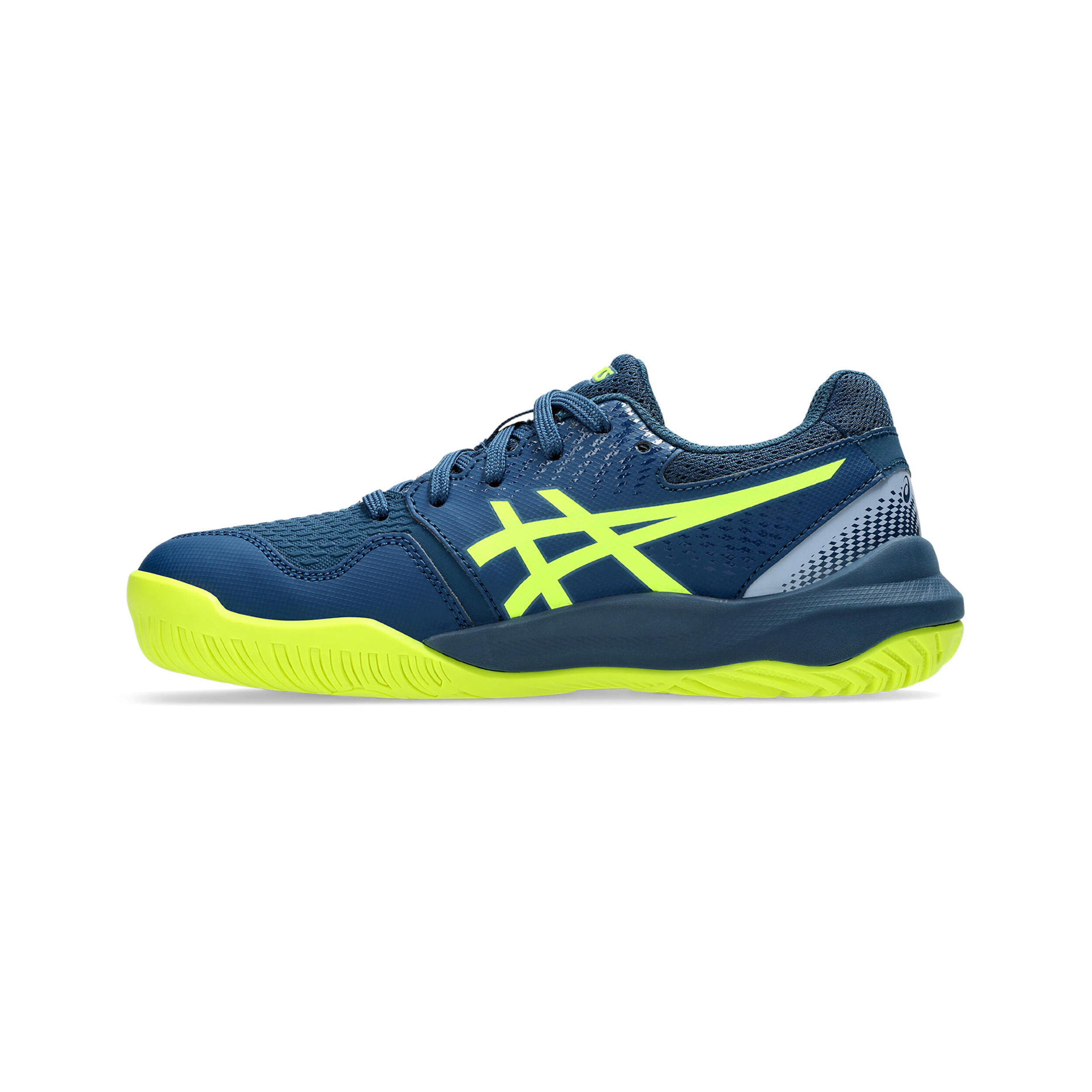 Buy ASICS Gel Resolution 9 GS All Court Shoe Kids Dark Blue Neon Yellow online Tennis Point UK
