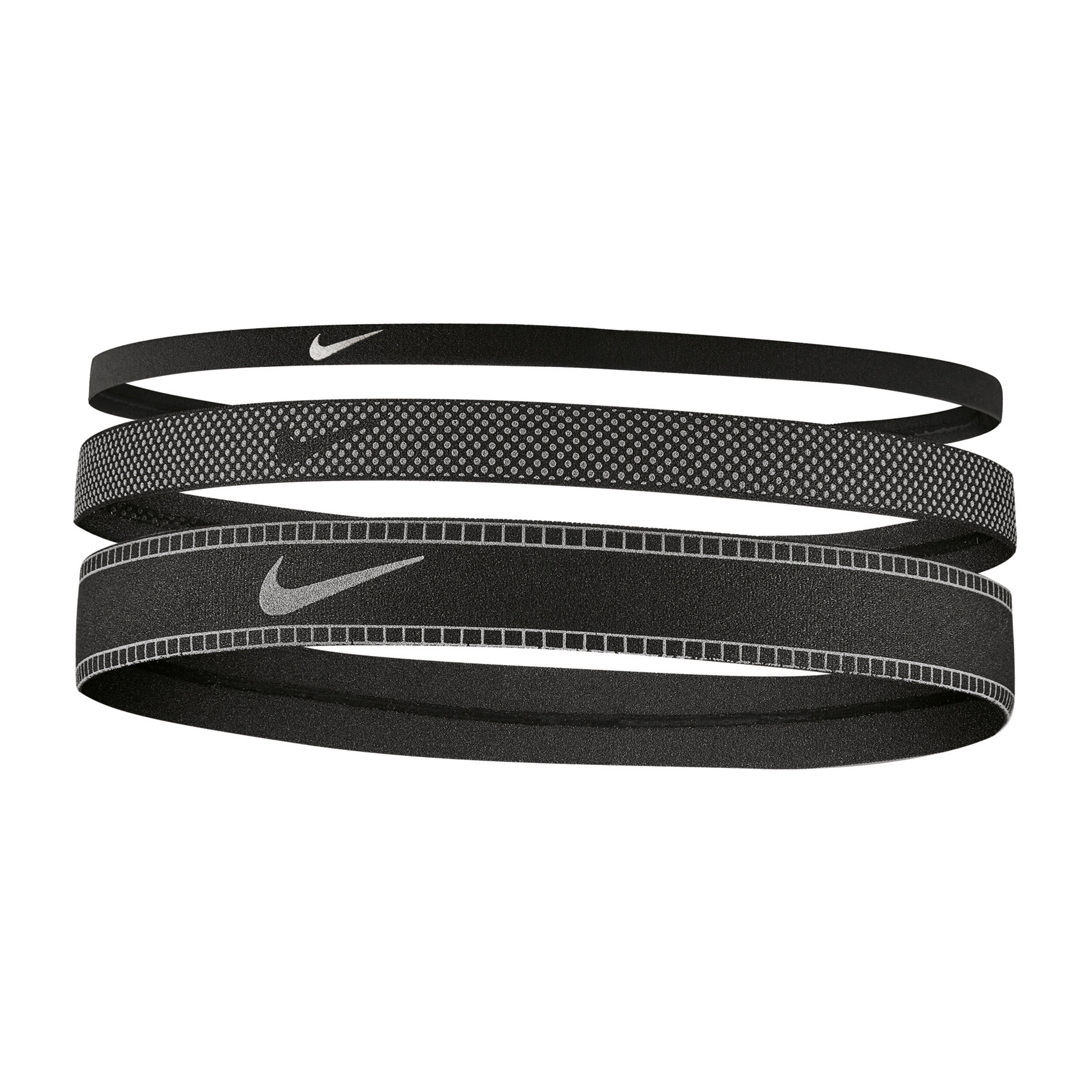 Mixed Width Hair Band Black Silver