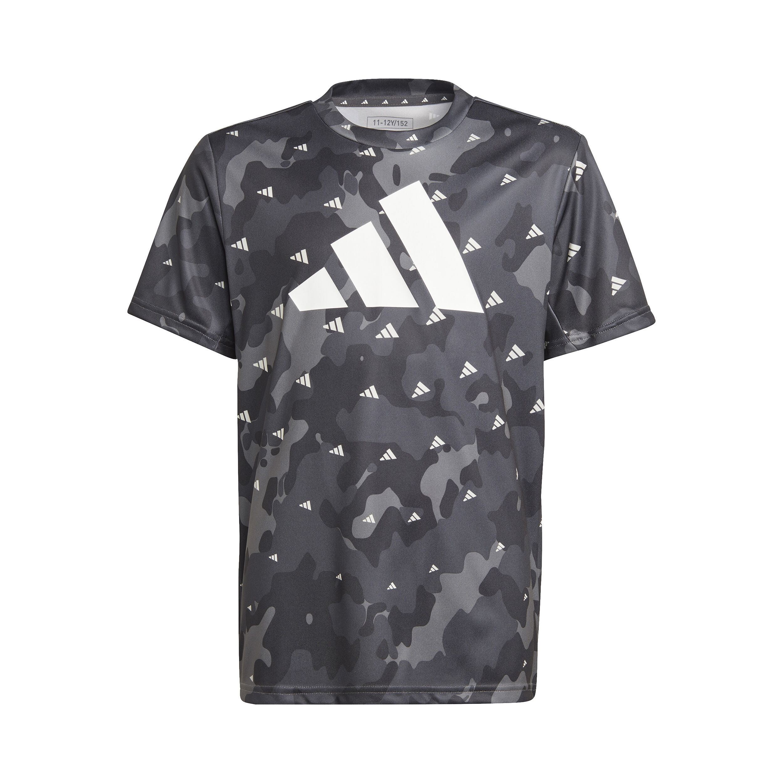 Essentials Seasonal Aeroready All Over Print T Shirt Boys Dark Grey White