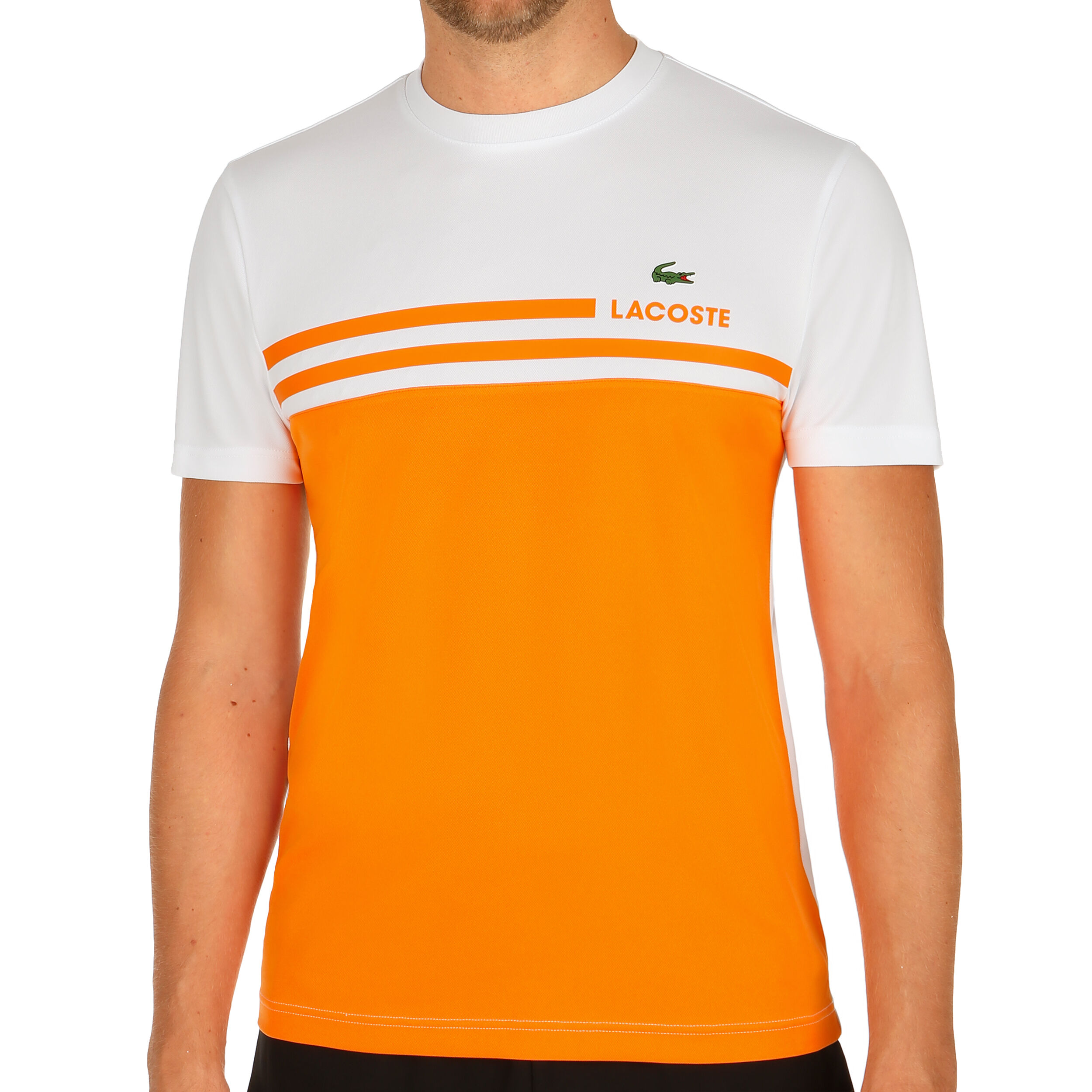 orange lacoste t shirt