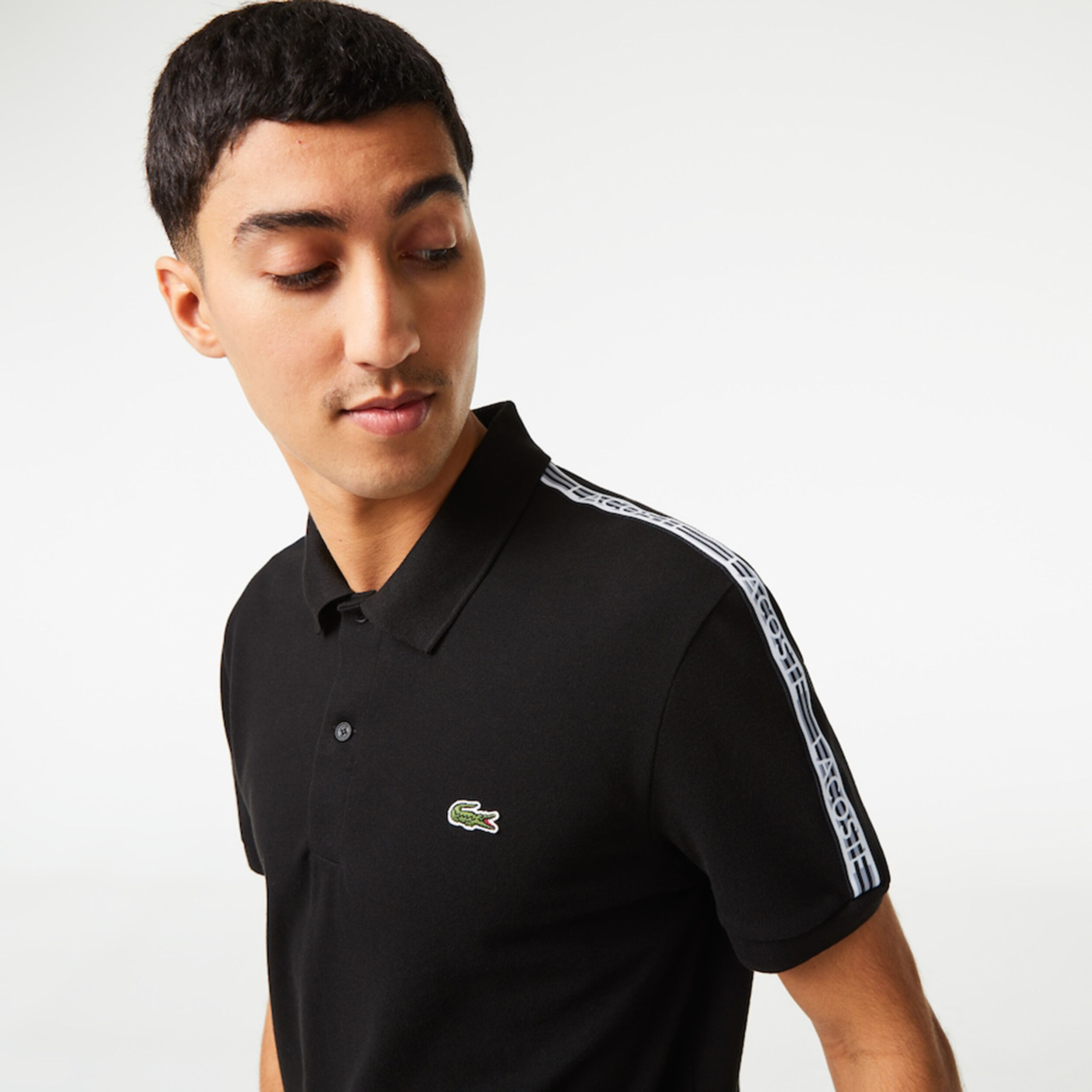 Mens black outlet lacoste polo shirt