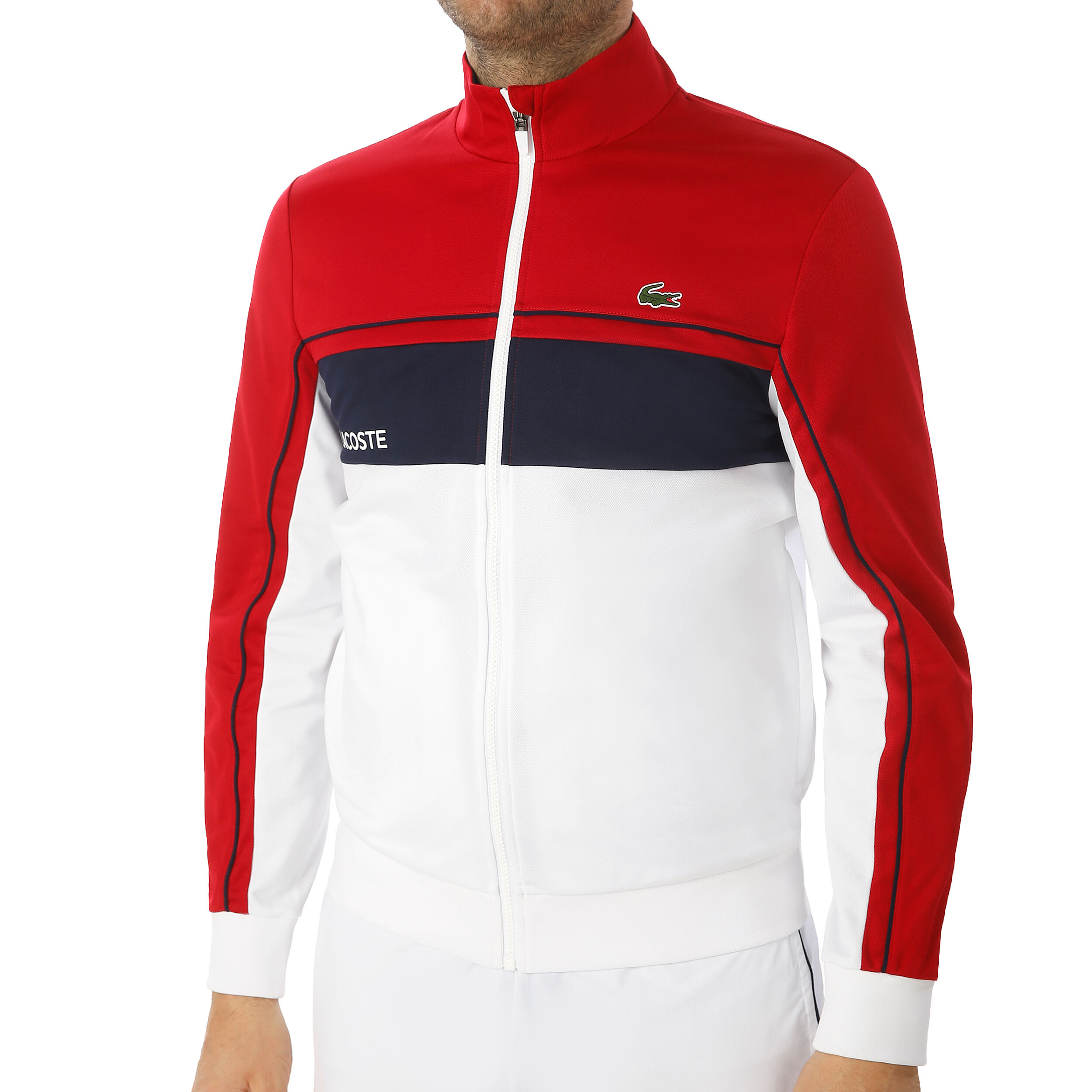 Red white and blue lacoste jacket shop