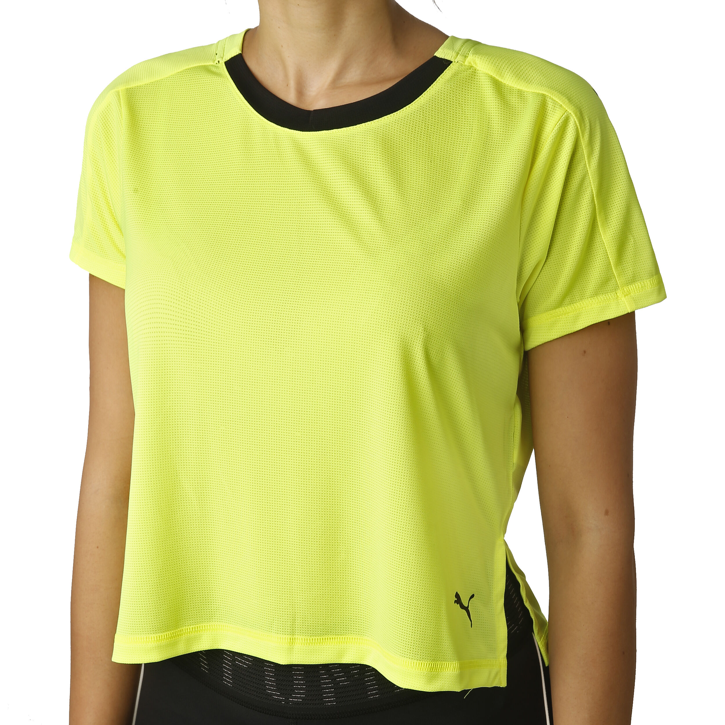 Logo Graphic T Shirt Women Neon Yellow Black