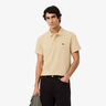 Ribbed Collar Polo Men - beige, white