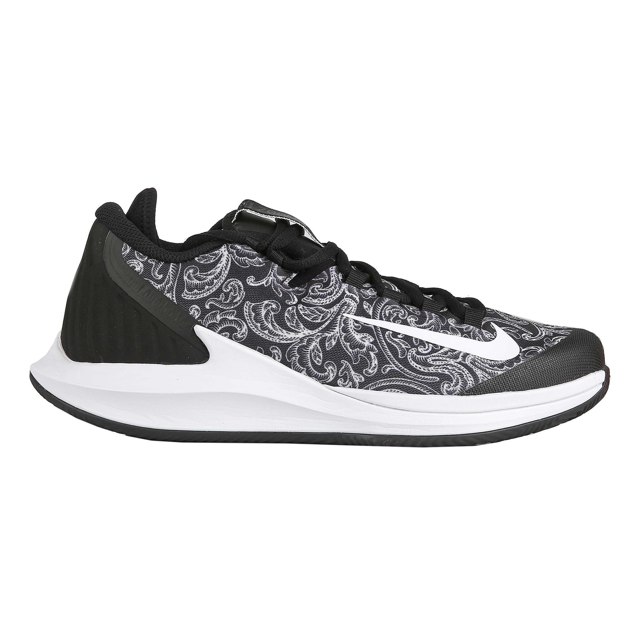Nike men's court air zoom zero tennis shoes black and white top