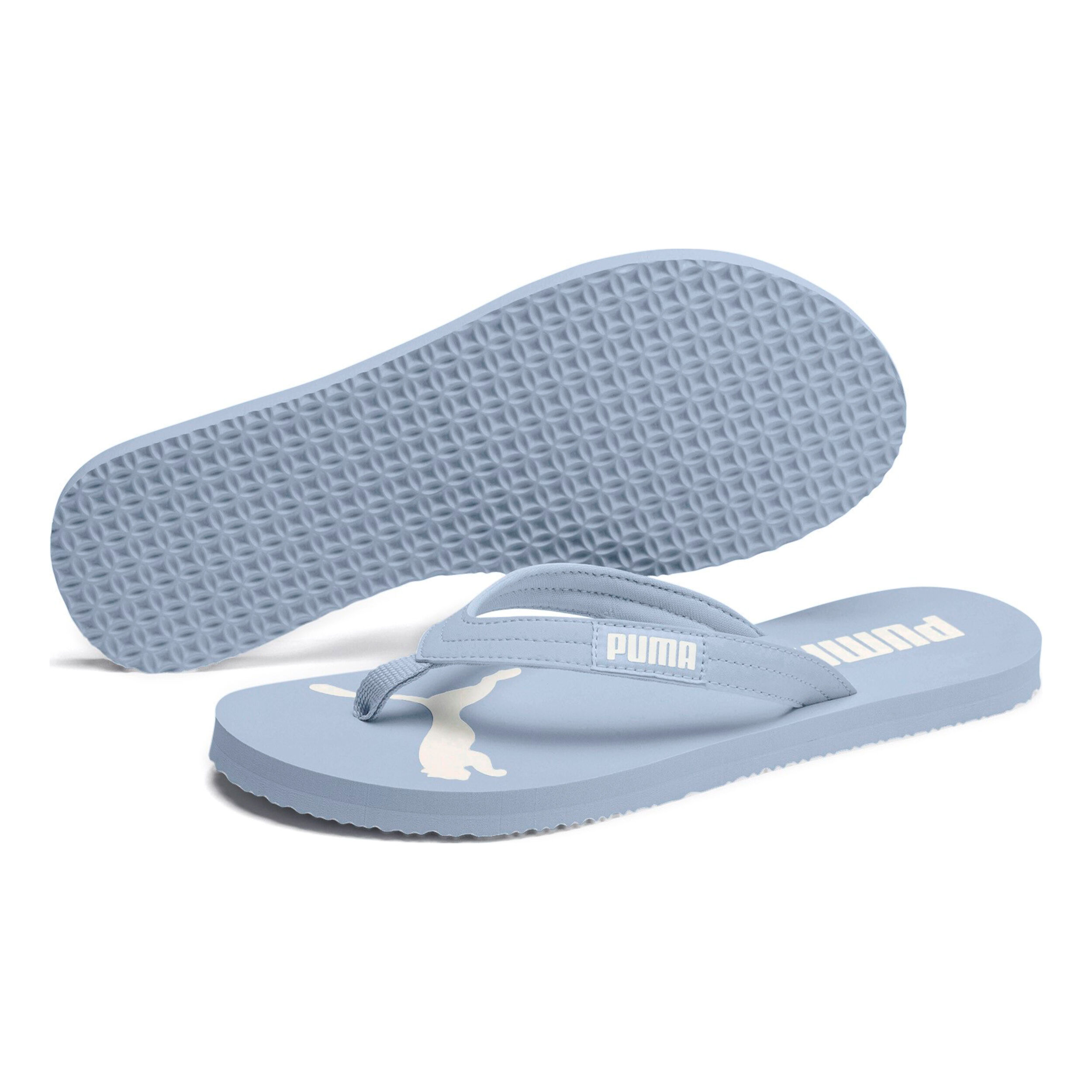 Puma grey flip flops shop